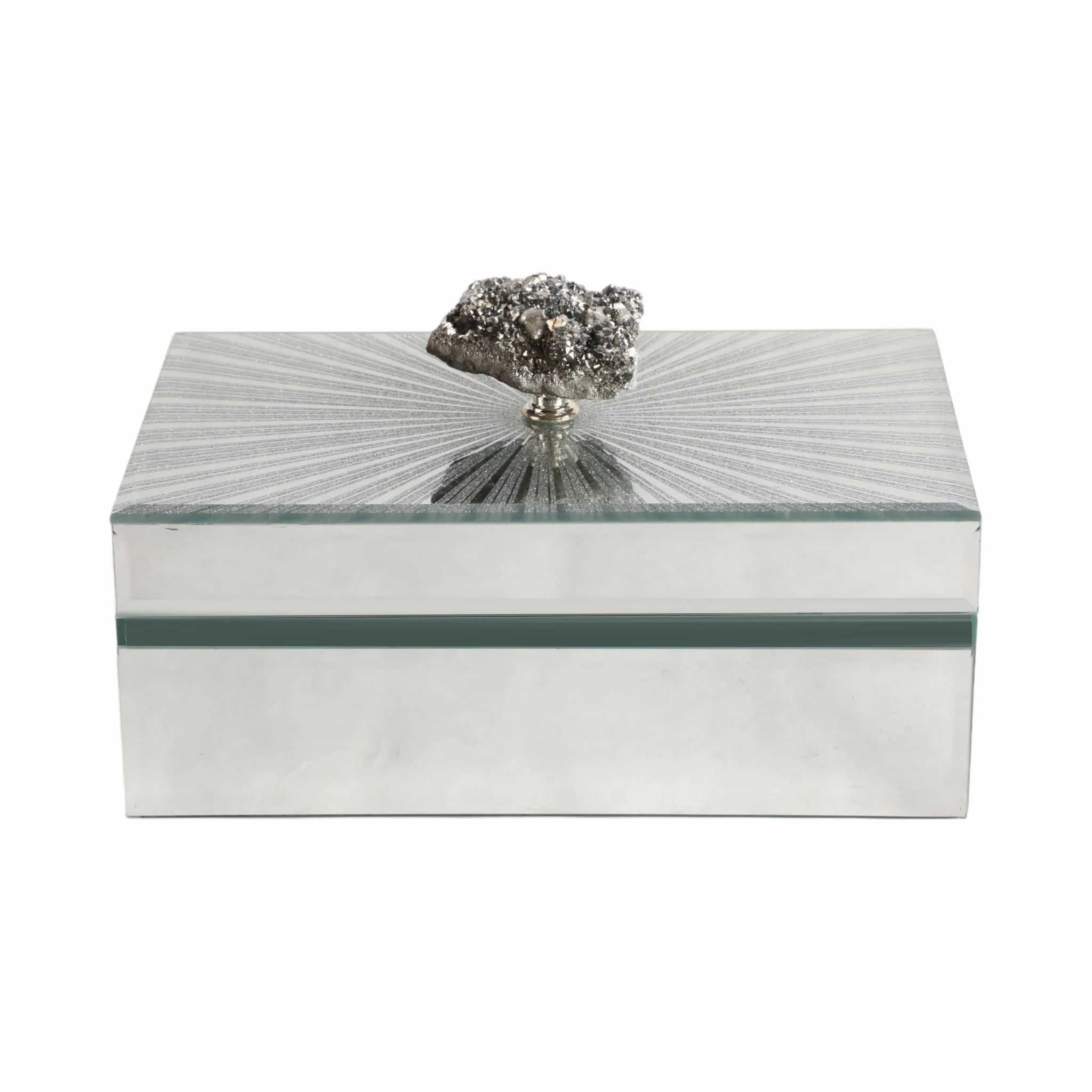8x5" Sparkly Starburst Glass Box Stone Top, Silver - Image 4