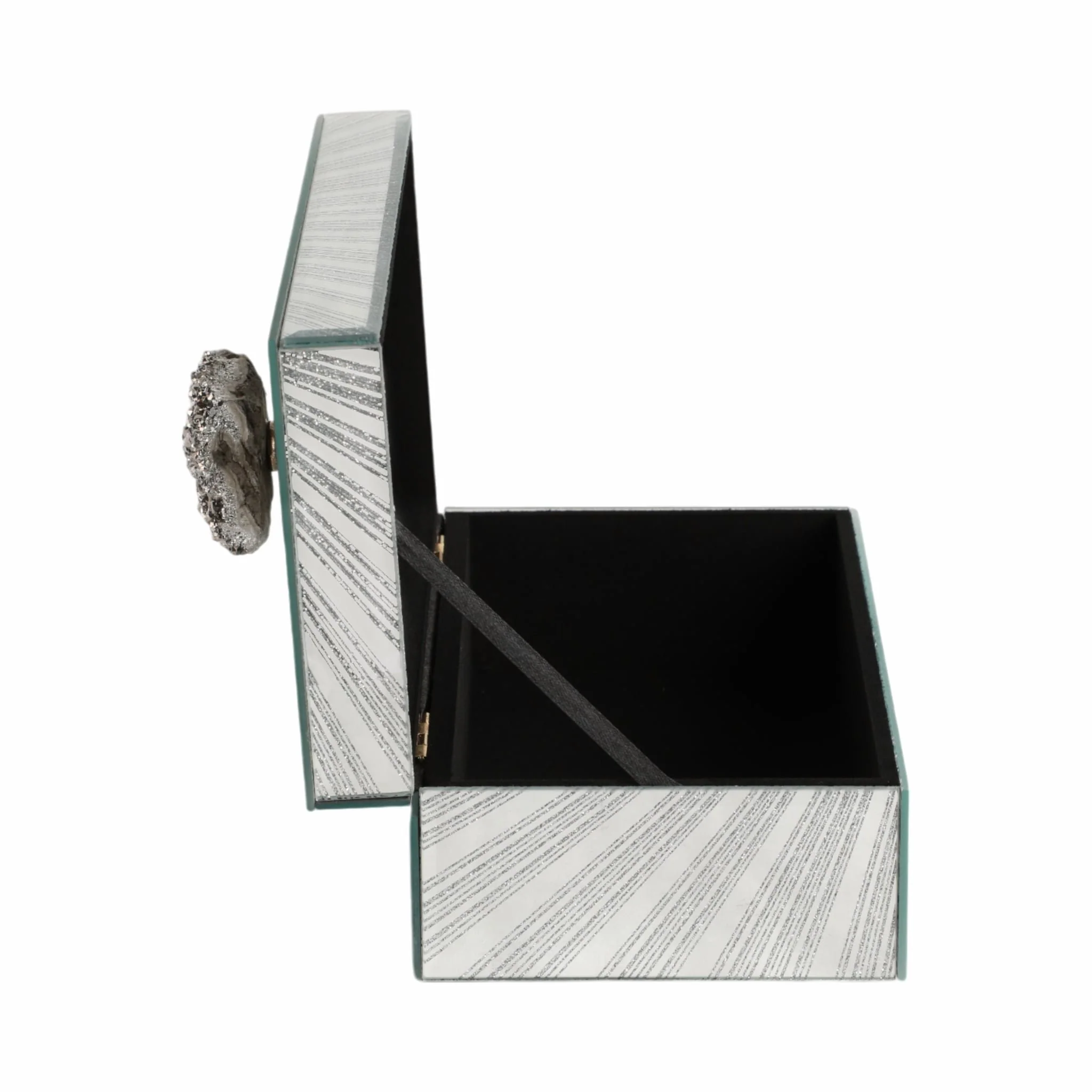 8x5" Sparkly Starburst Glass Box Stone Top, Silver - Image 5