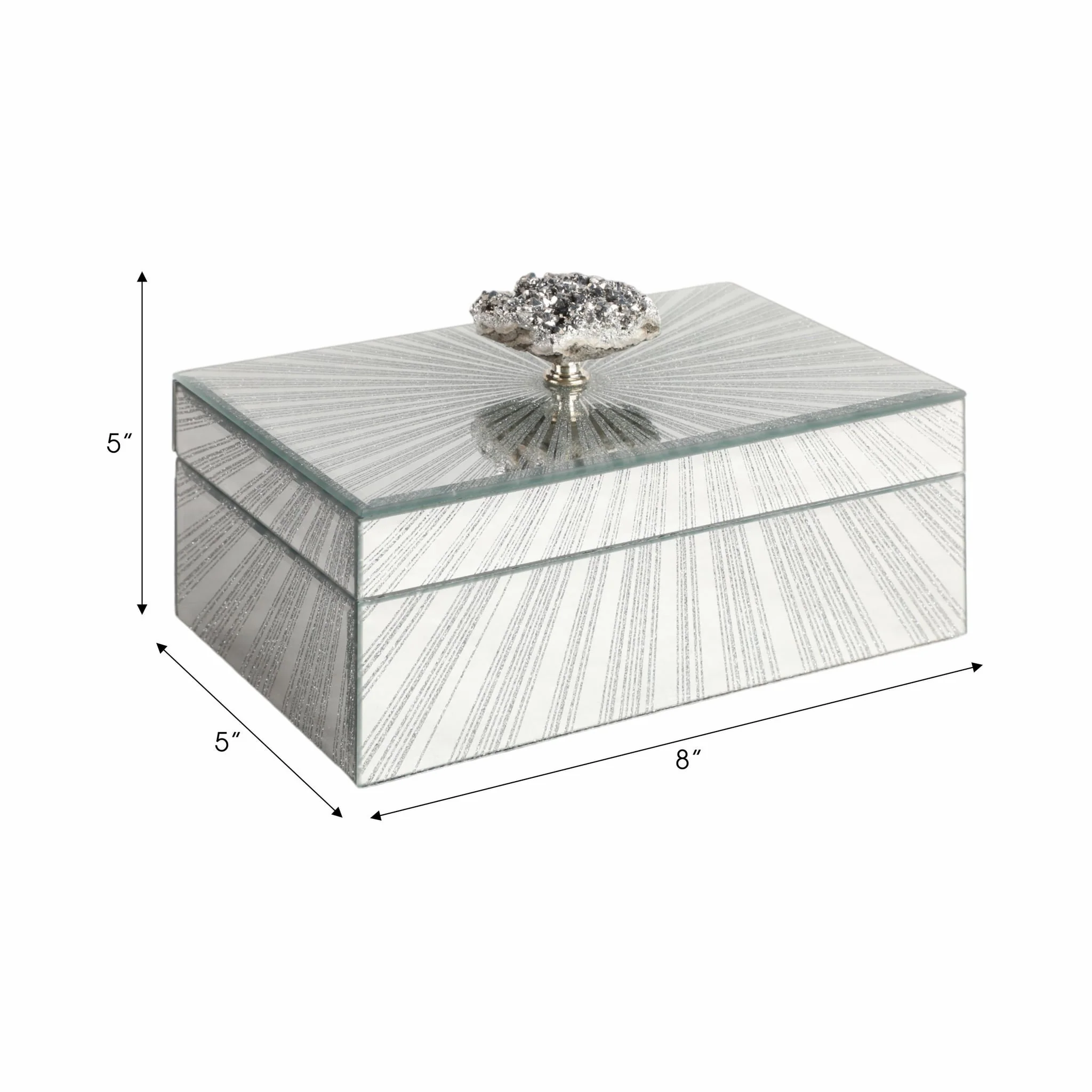 8x5" Sparkly Starburst Glass Box Stone Top, Silver - Image 8