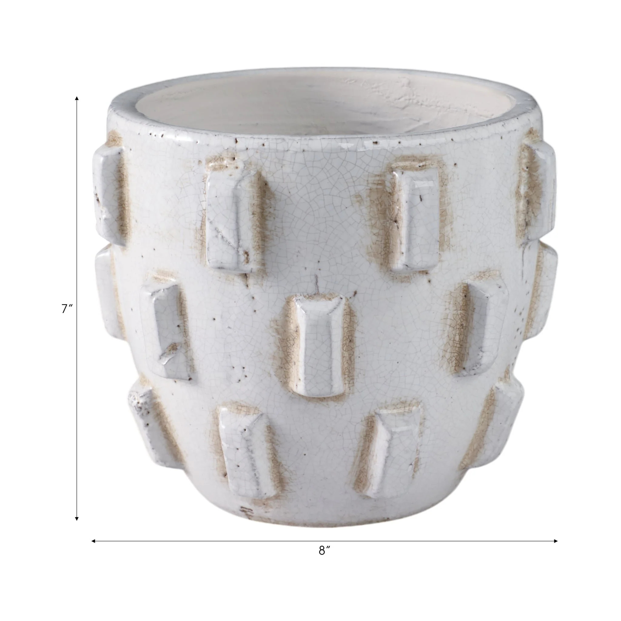 8x7" Sculptural Hobnail Planter, White - Image 8