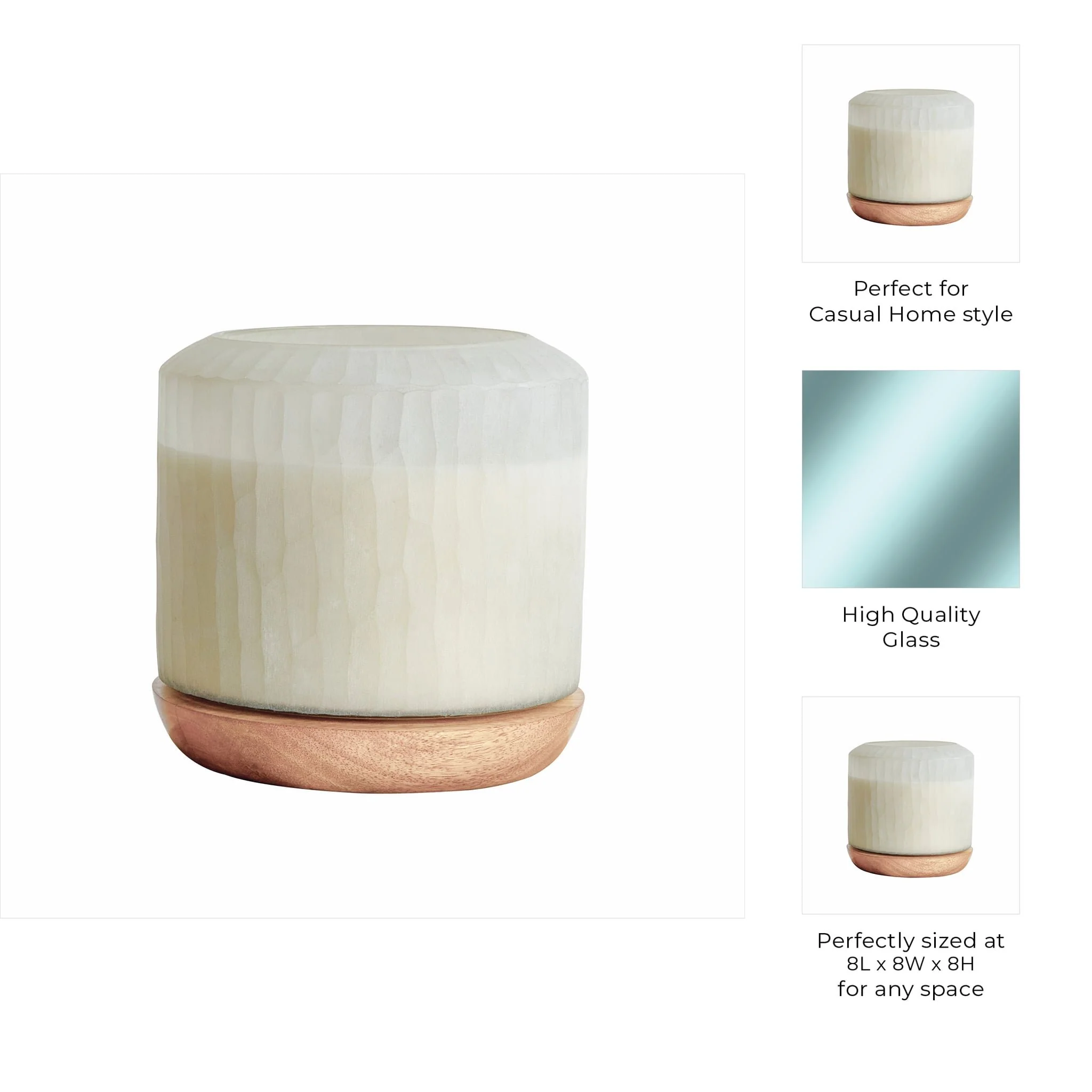 8x8" 105 Oz Starry Sky Wood Base Candle, White/nat - Image 9