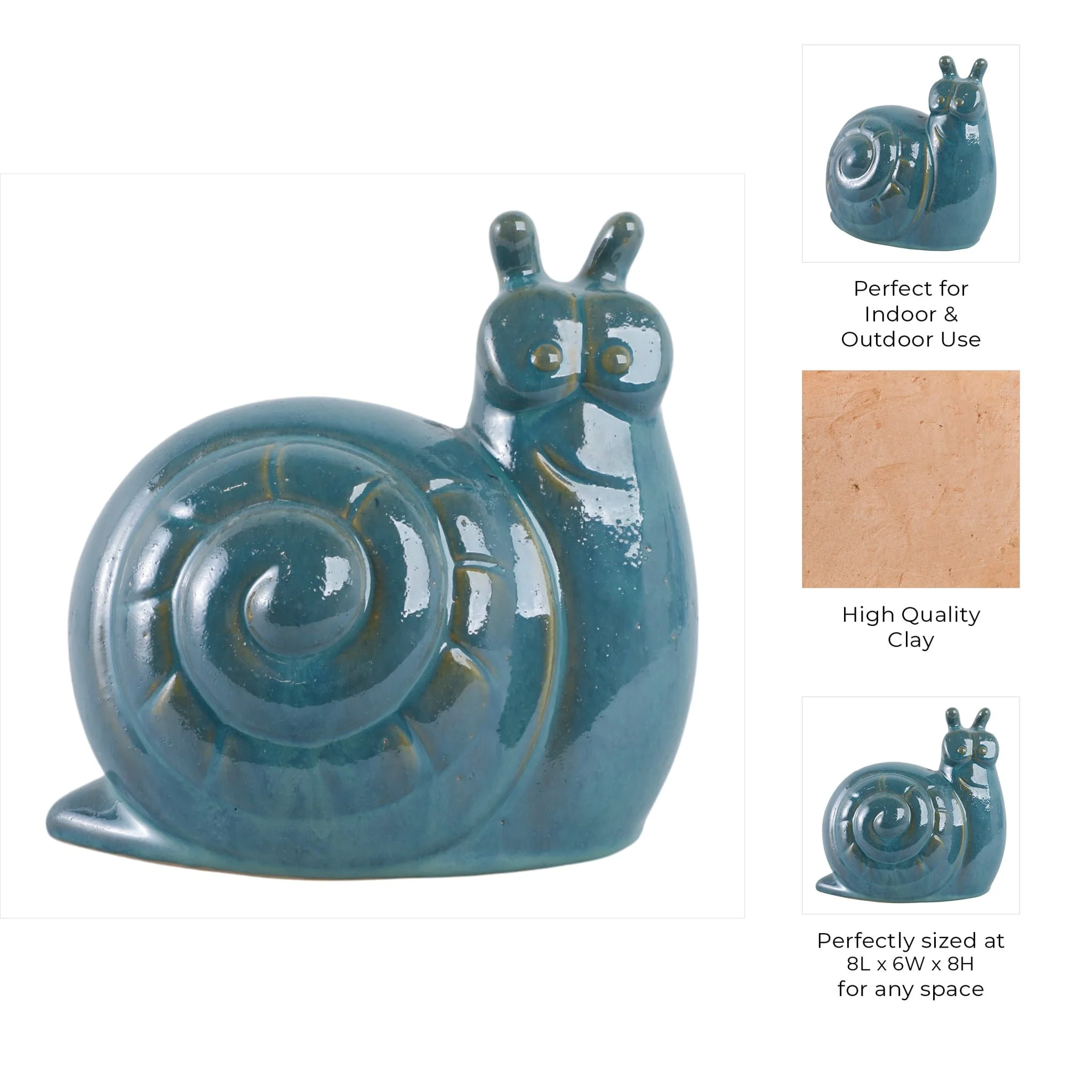 8x8" Garden Snail Reactive Finish, Jade - Image 9