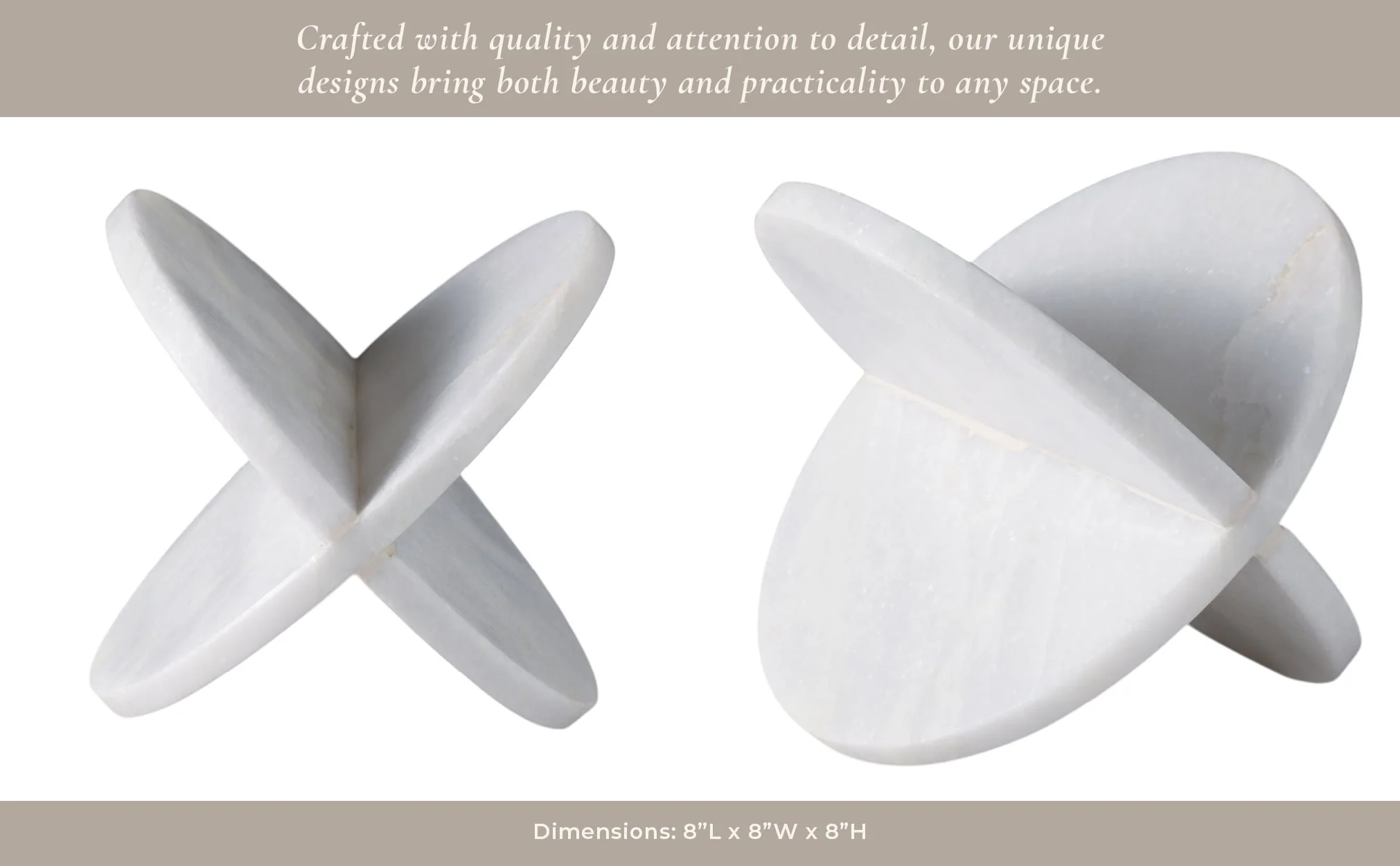 8x8" Marble Geo Object, White - Image 9