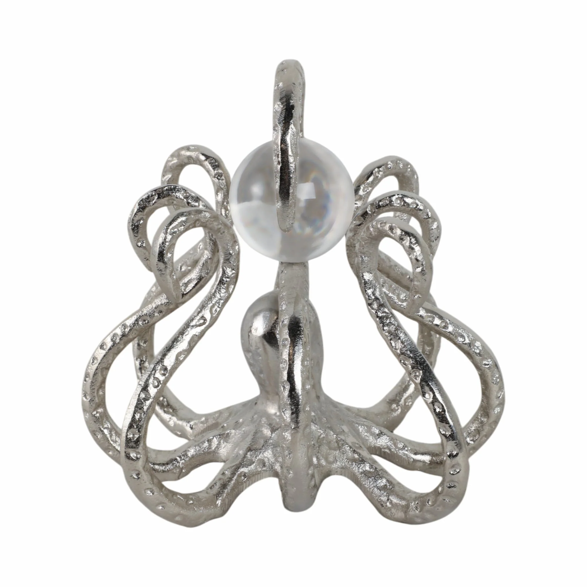 8x8" Octopus With Acrylic Ball, Silver - Image 3
