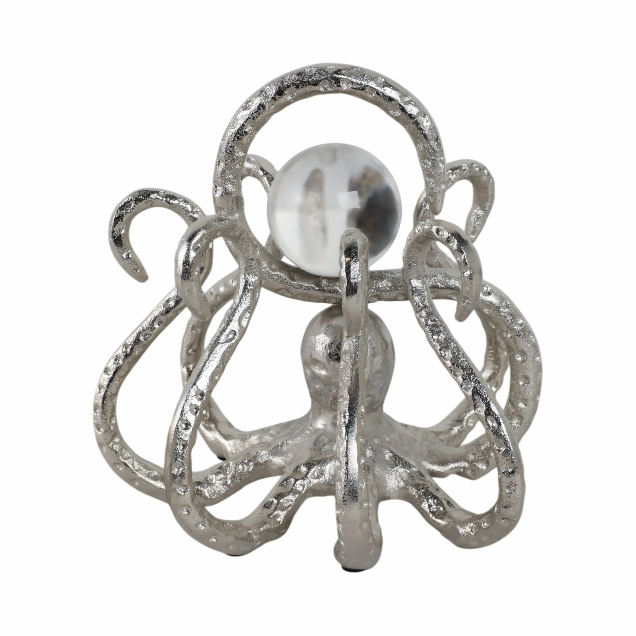 8x8" Octopus With Acrylic Ball, Silver - Image 4