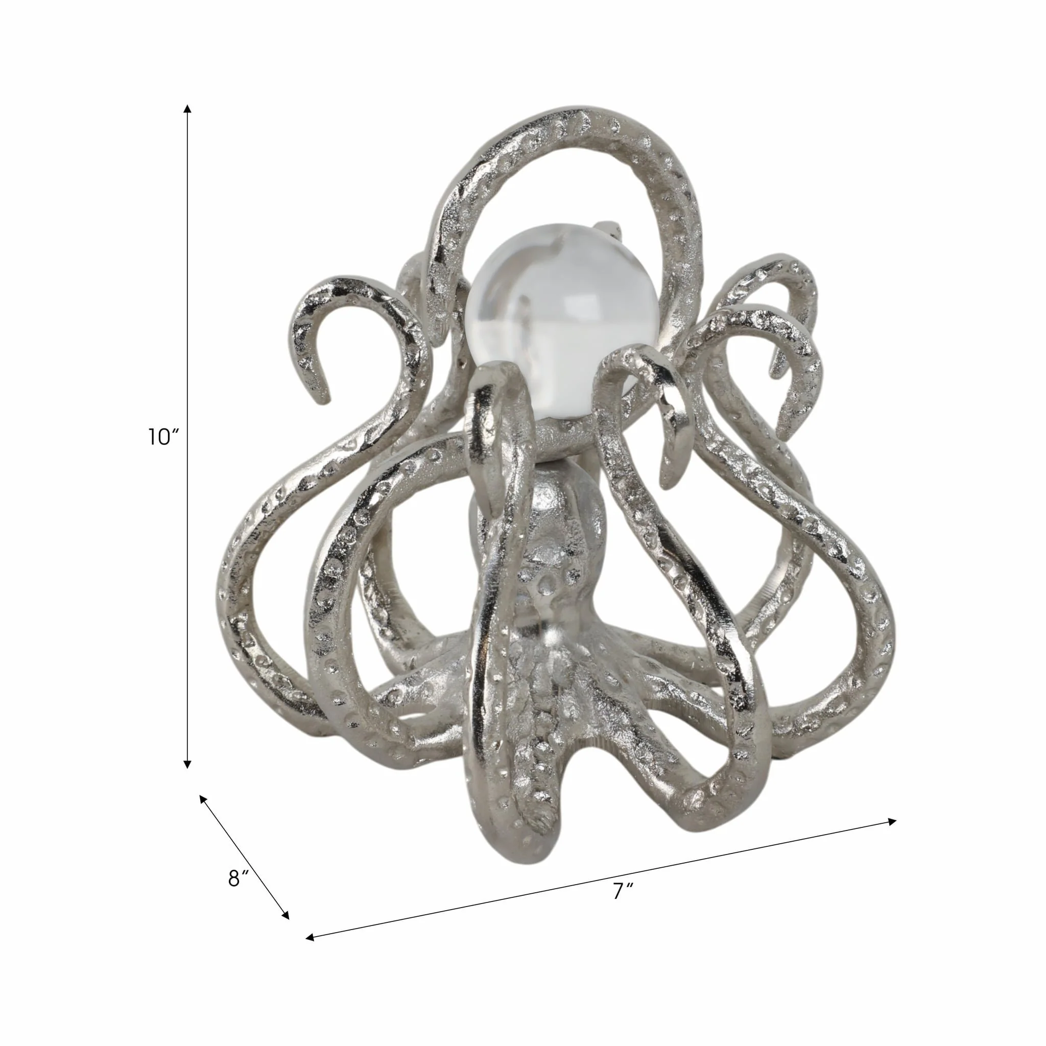 8x8" Octopus With Acrylic Ball, Silver - Image 6