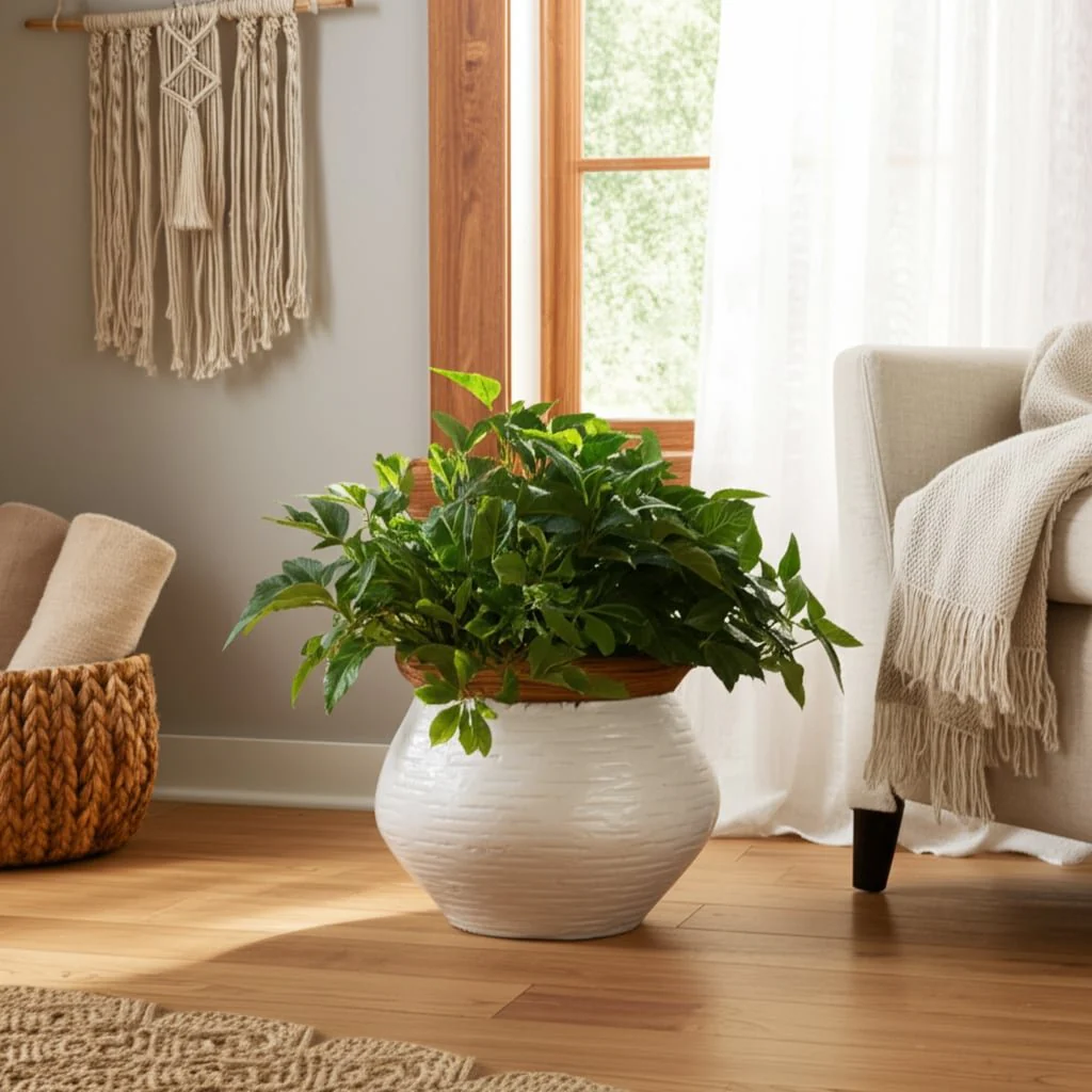 8x8" Tapered Urn Planter, White/tan - Image 10