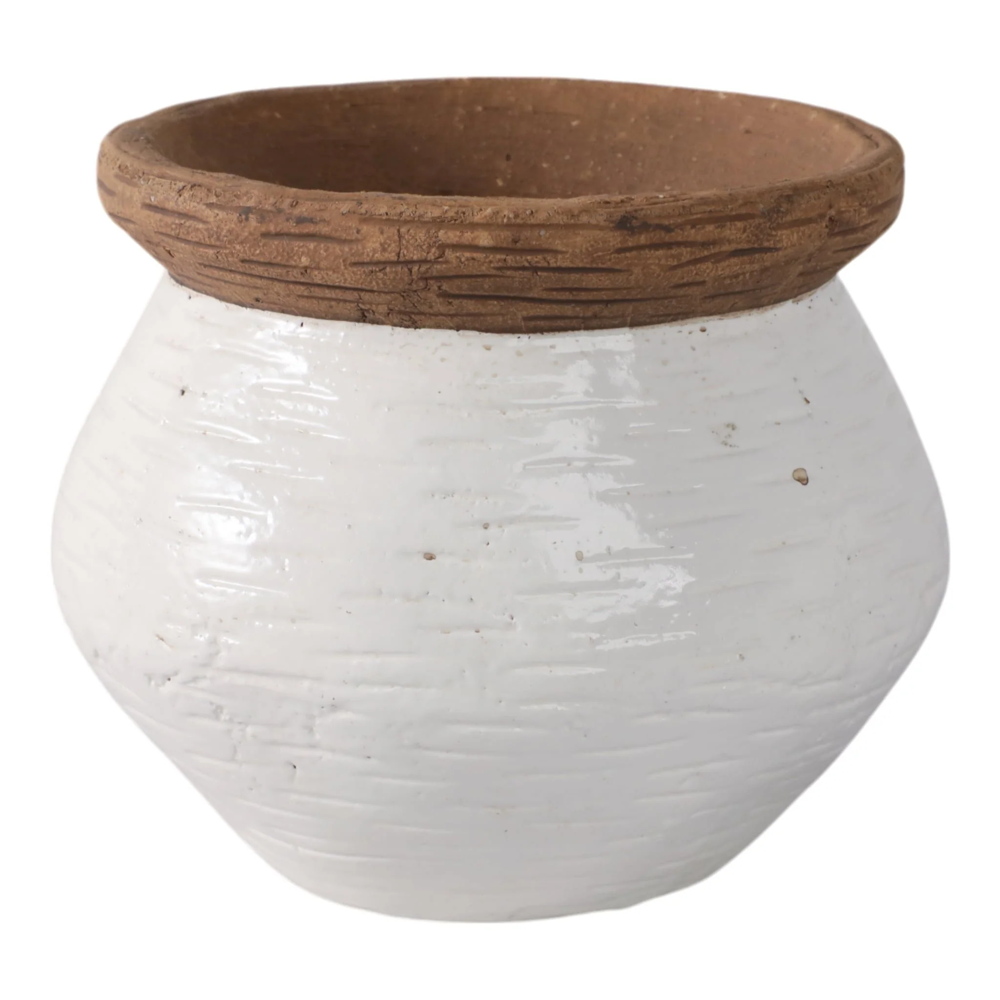 8x8" Tapered Urn Planter, White/tan - Image 3