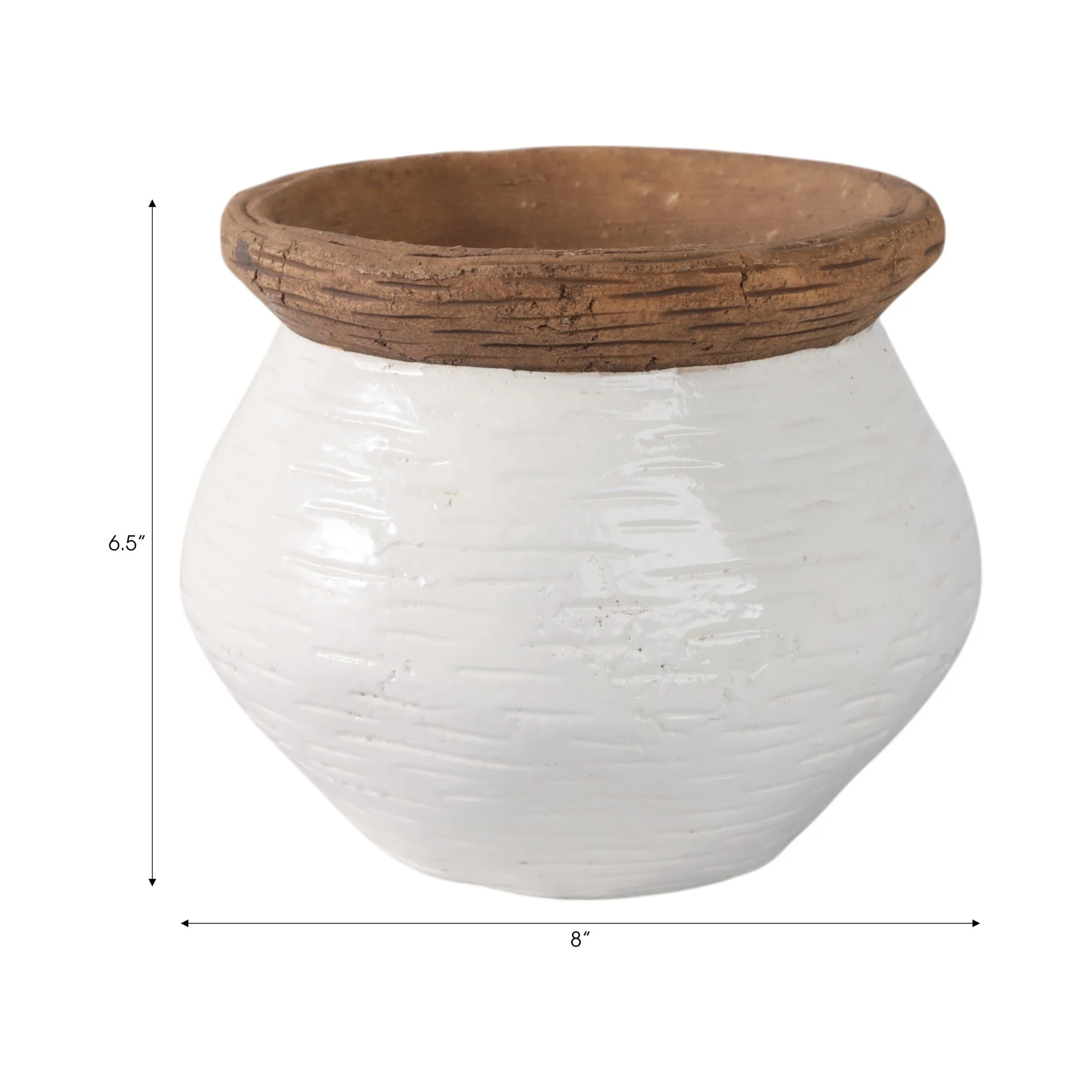 8x8" Tapered Urn Planter, White/tan - Image 8