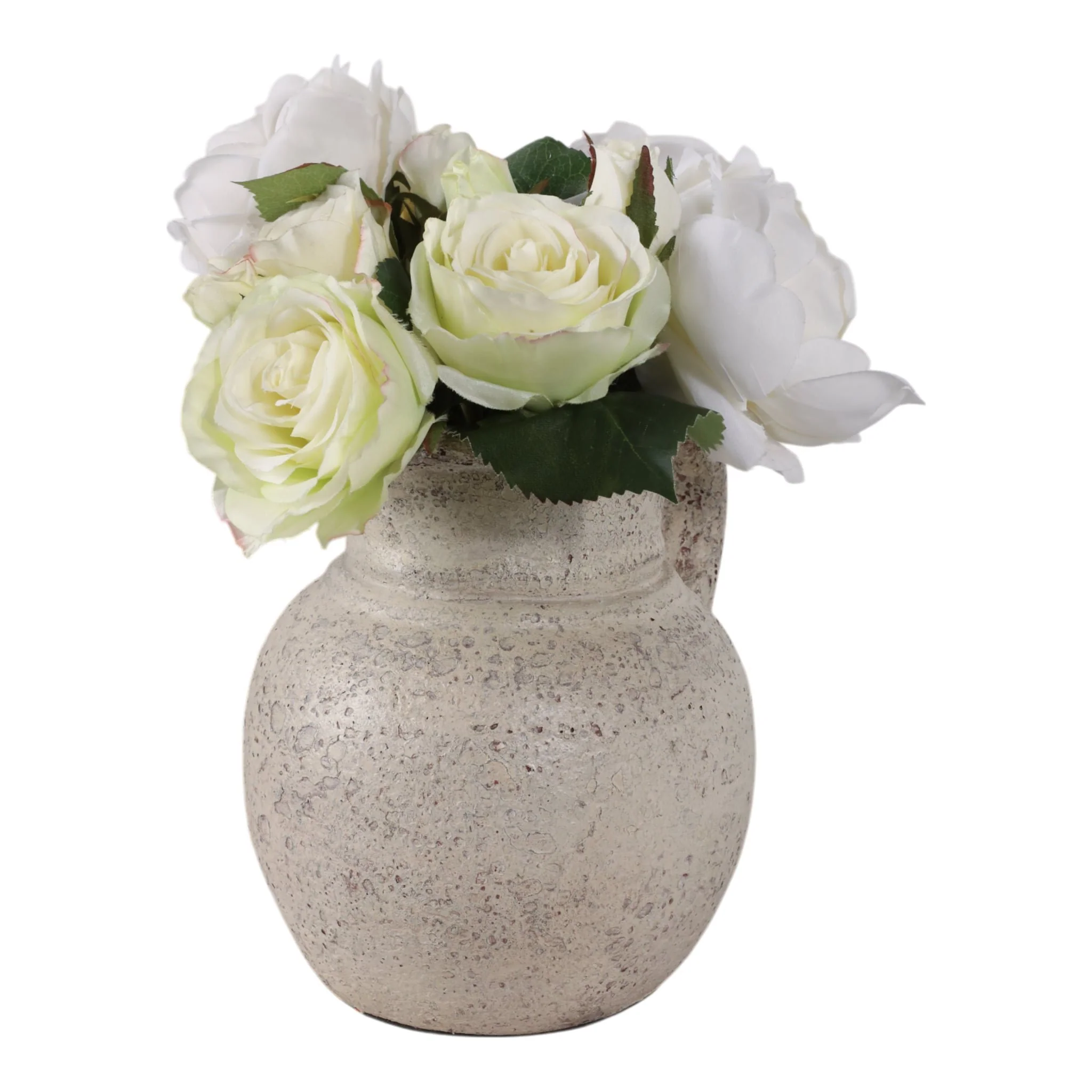 8x8" Terracotta Jug With Handle, White - Image 2