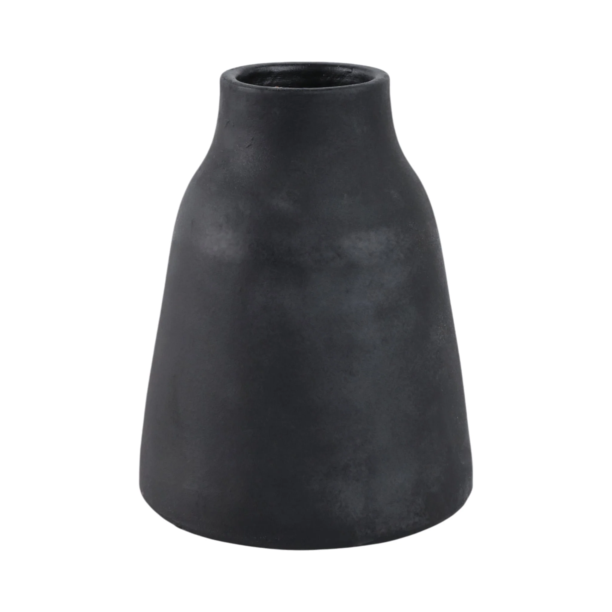 8x8" Terracotta Vase With Handle, Black - Image 3