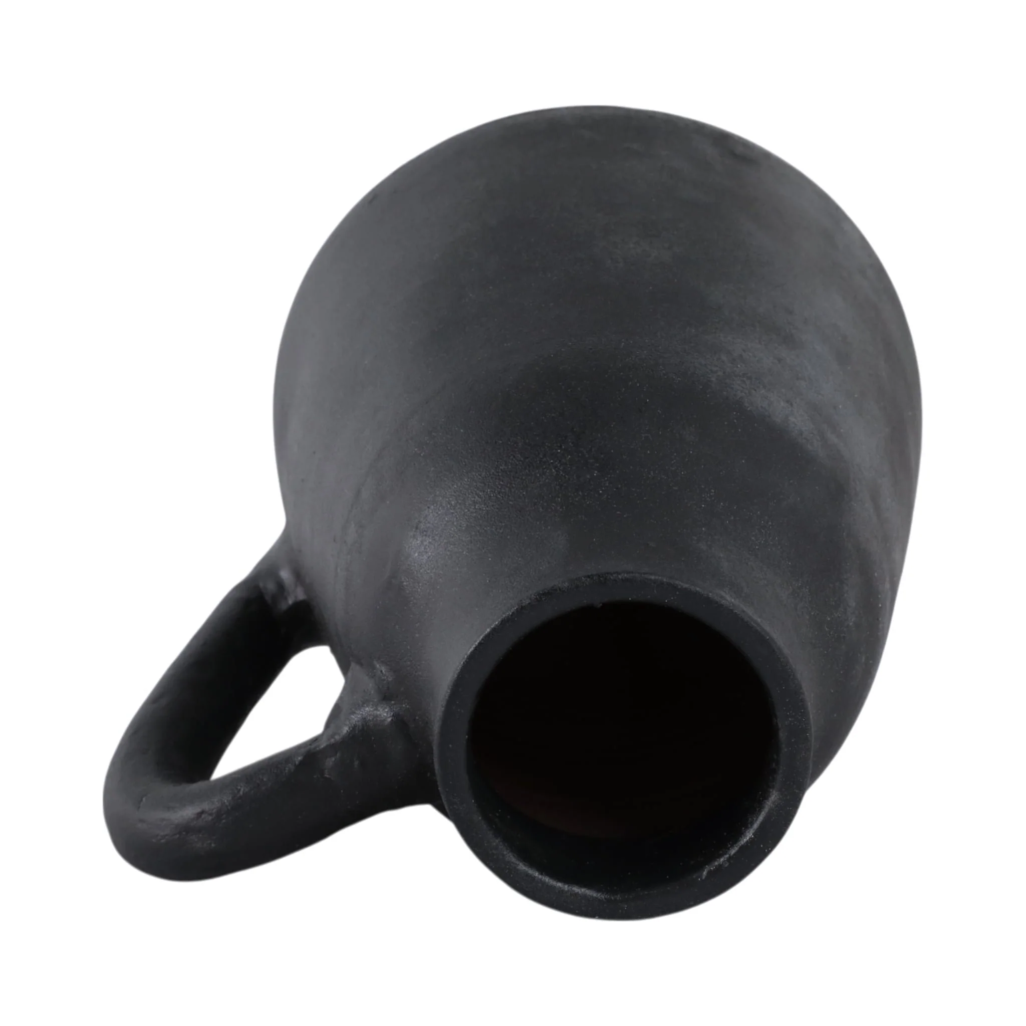 8x8" Terracotta Vase With Handle, Black - Image 6