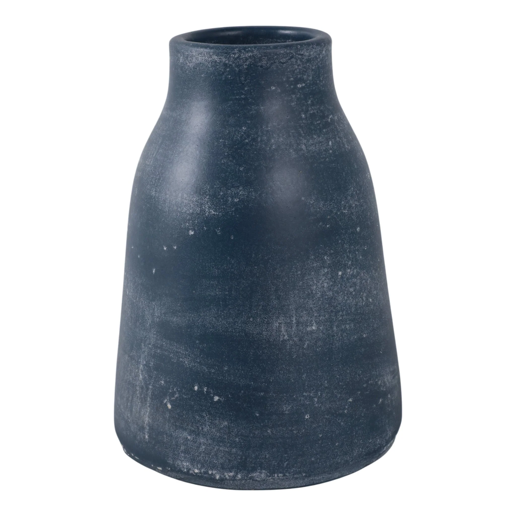 8x8" Terracotta Vase With Handle, Blue - Image 3
