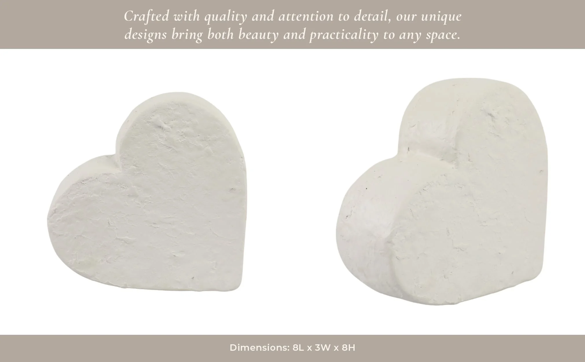 8x8" Textured Ecomix Heart, Ivory - Image 11