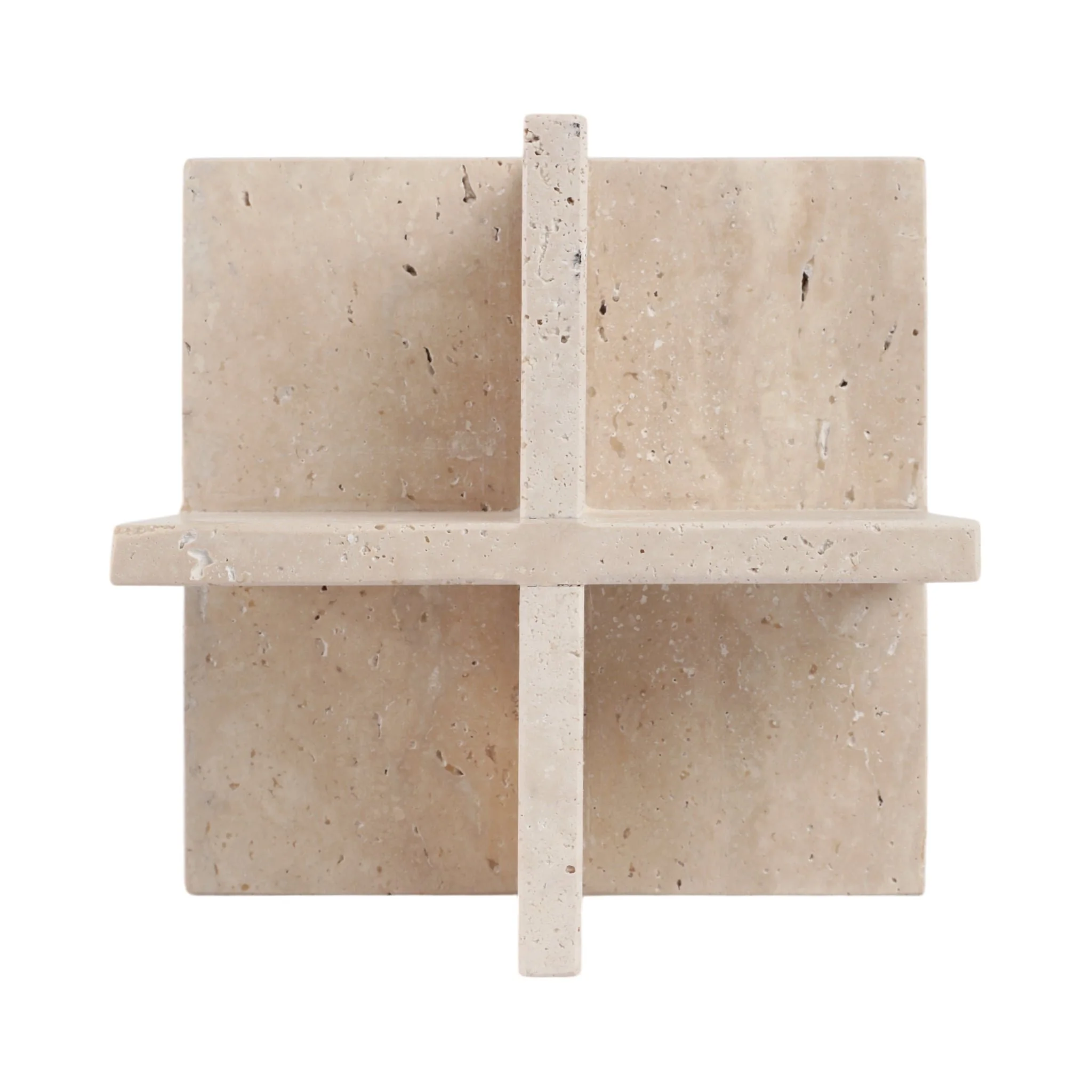 8x8" Travertine Geo Object, Tan - Image 7