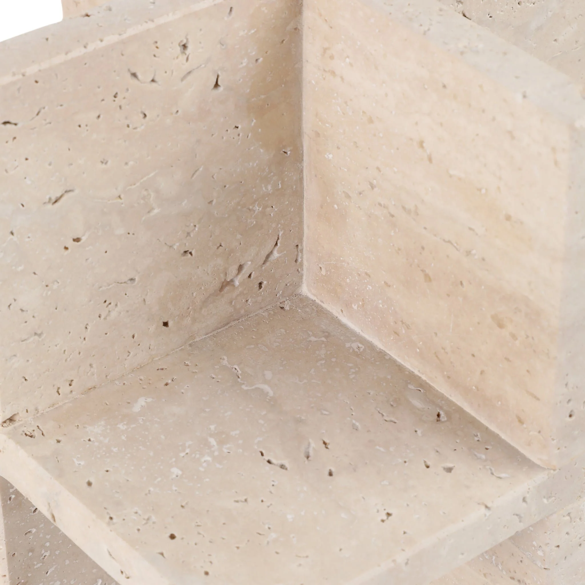8x8" Travertine Geo Object, Tan - Image 8