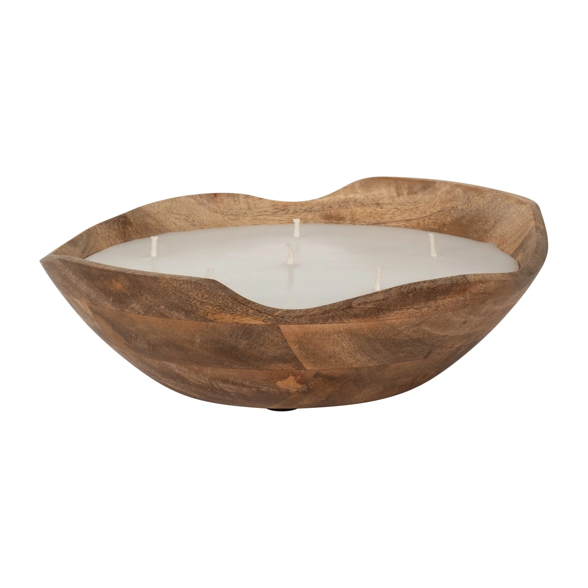 9" 14 Oz Vanilla Curvy Wood Bowl Candle, Natural - Image 2