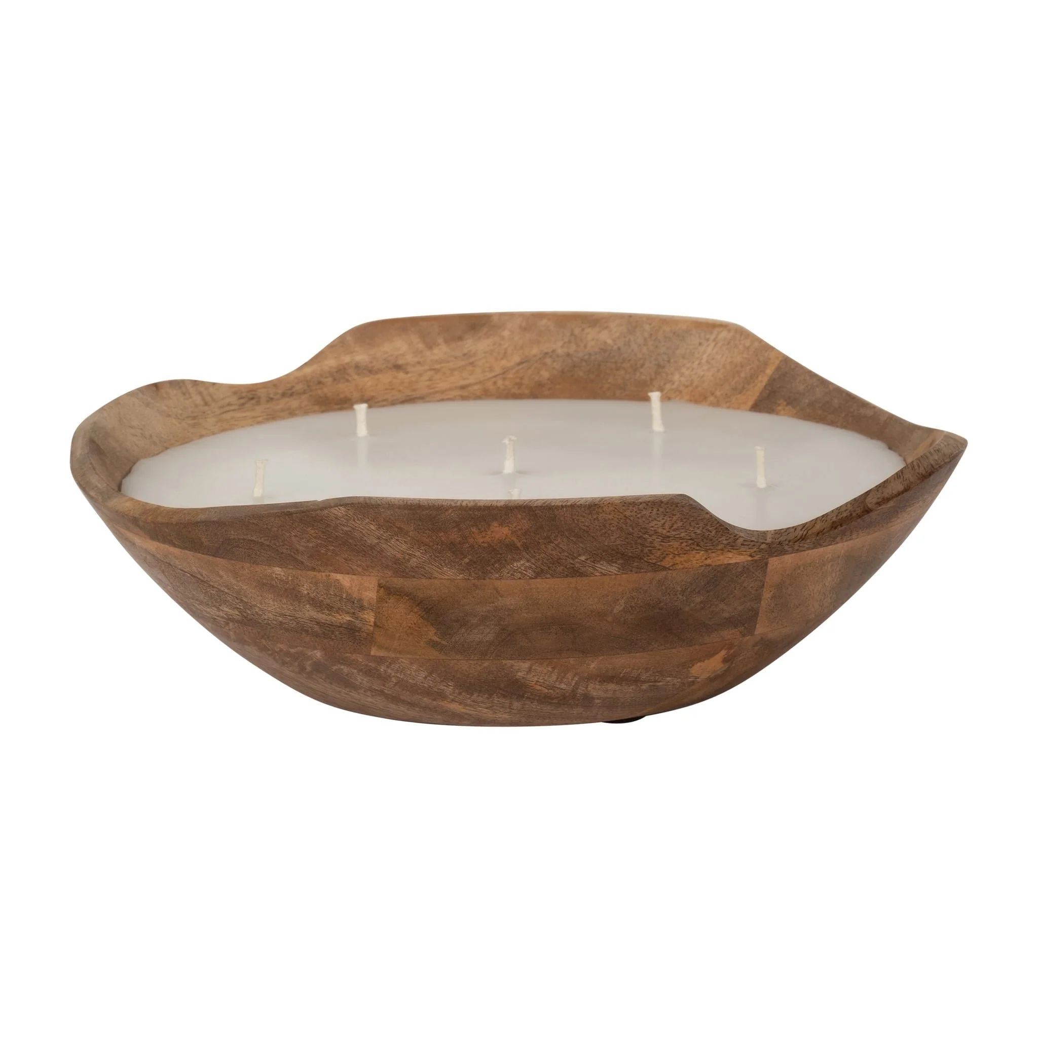 9" 14 Oz Vanilla Curvy Wood Bowl Candle, Natural - Image 3