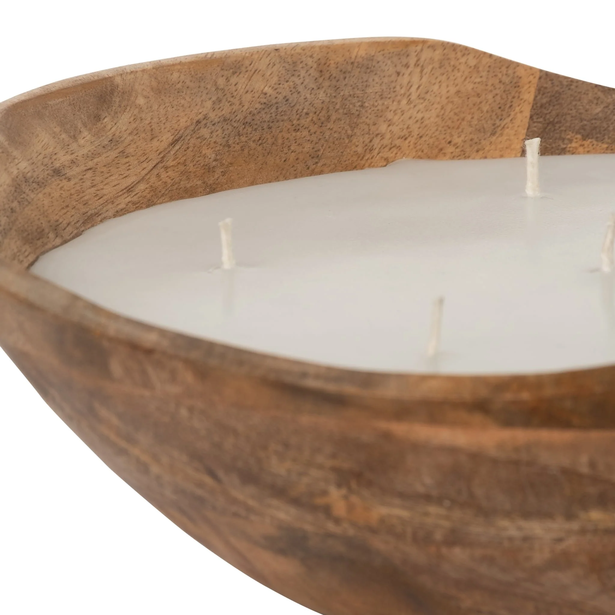 9" 14 Oz Vanilla Curvy Wood Bowl Candle, Natural - Image 4