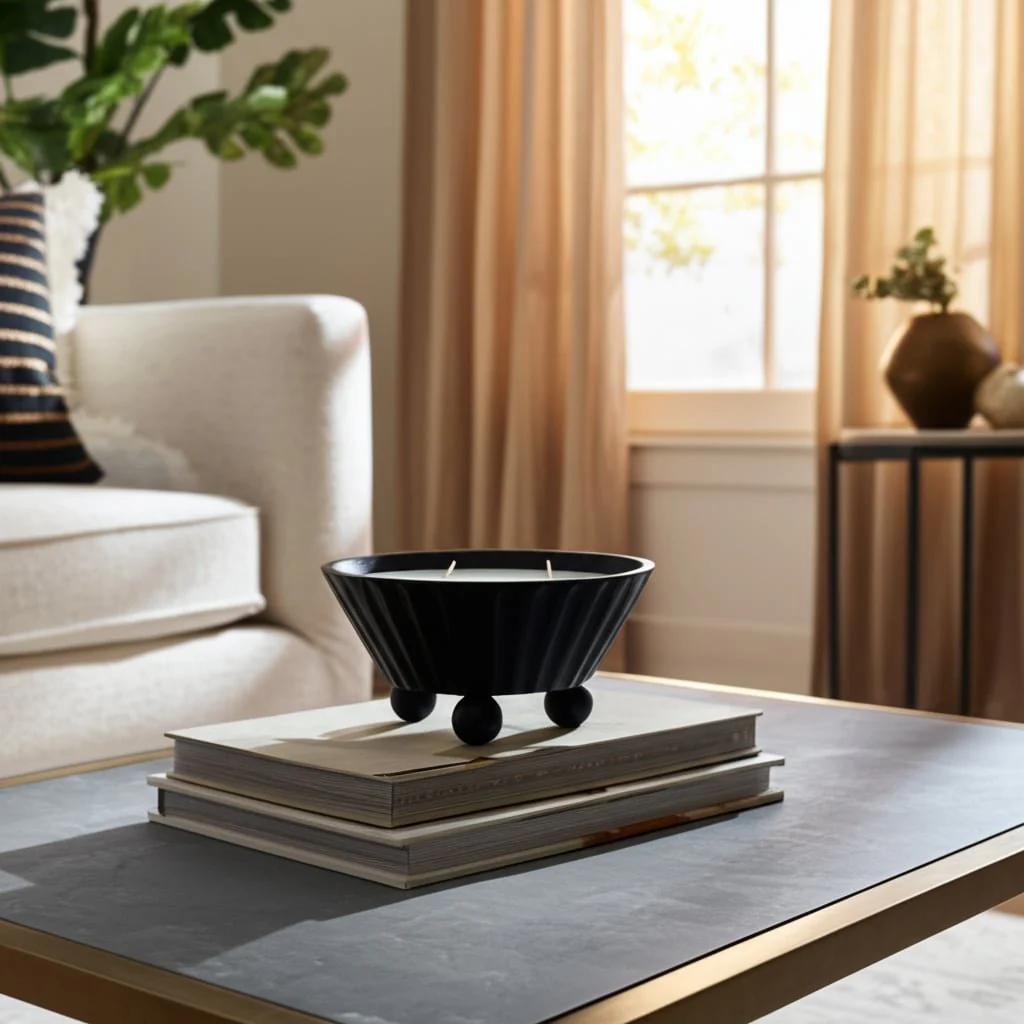 9" 17oz Footed Bowl/scented Wax, Black - Image 12