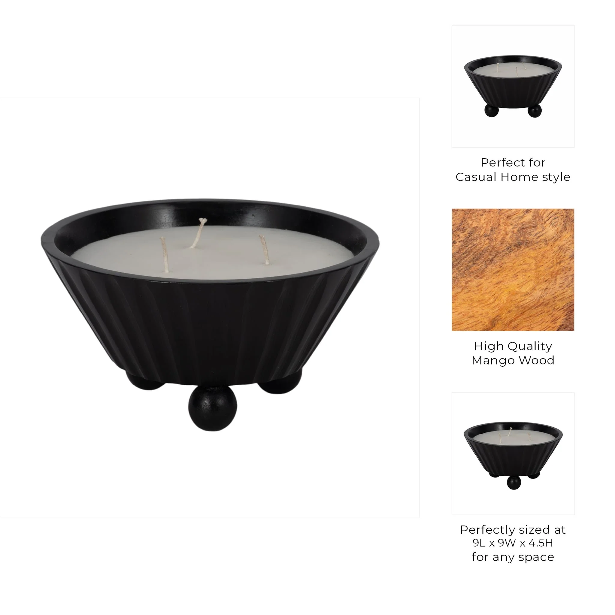 9" 17oz Footed Bowl/scented Wax, Black - Image 9