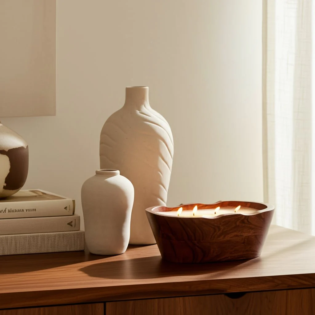 9" 19 Oz Vanilla Oval Bowl Candle, Natural - Image 9