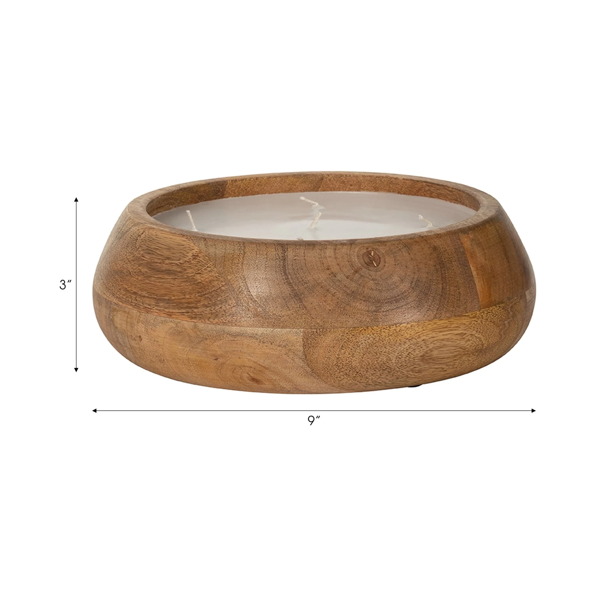 9" 20 Oz Vanilla Modern Wood Bowl Candle, Natural - Image 6