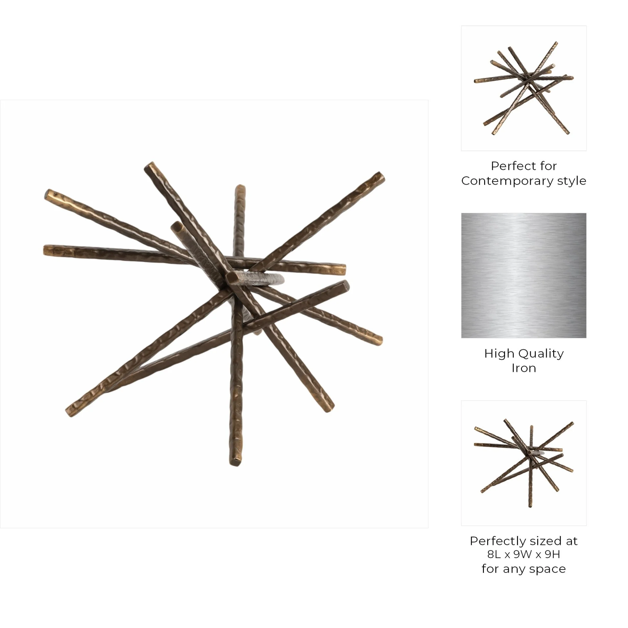 9" Abstract Bar Object, Black - Image 3