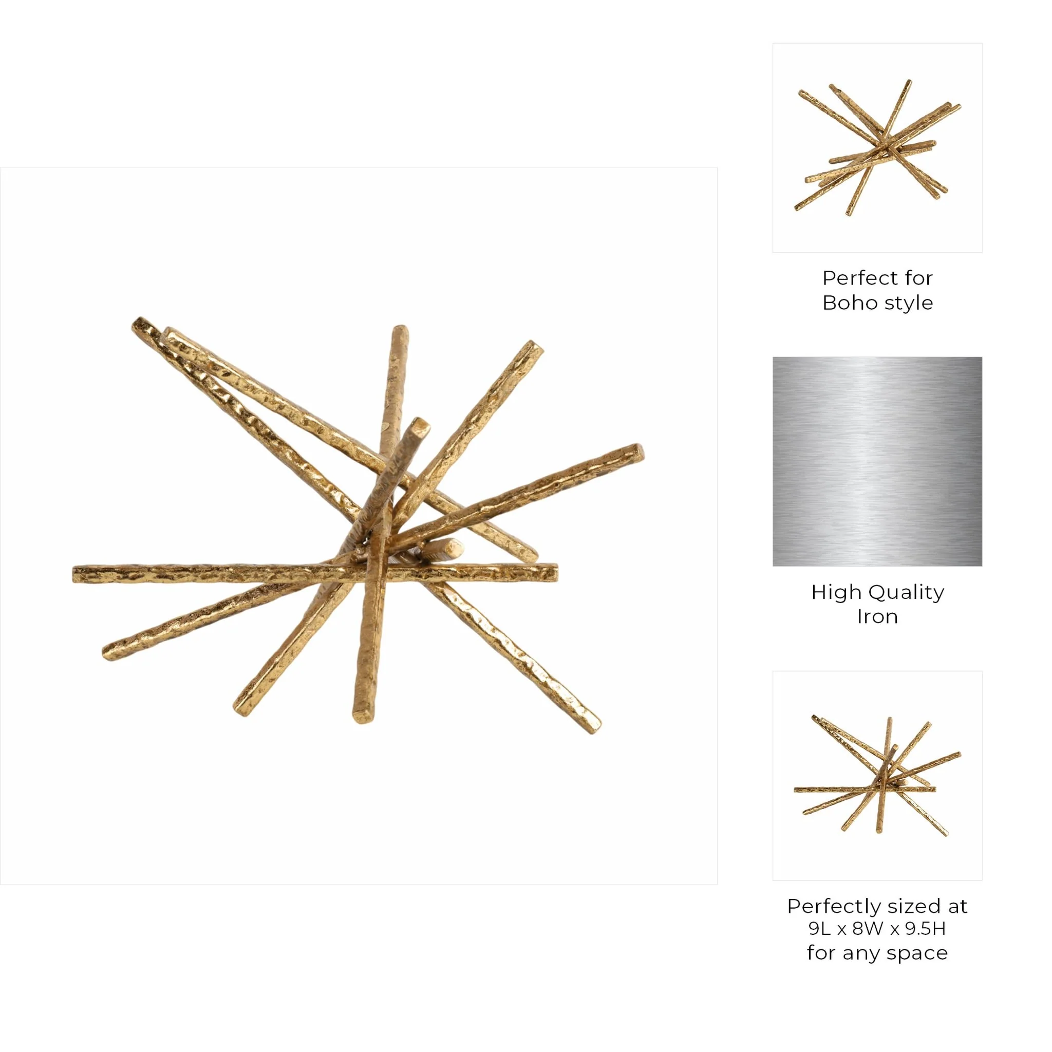 9" Abstract Bar Object, Gold - Image 3