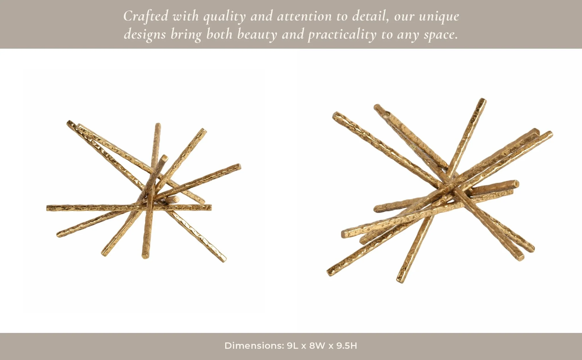 9" Abstract Bar Object, Gold - Image 5