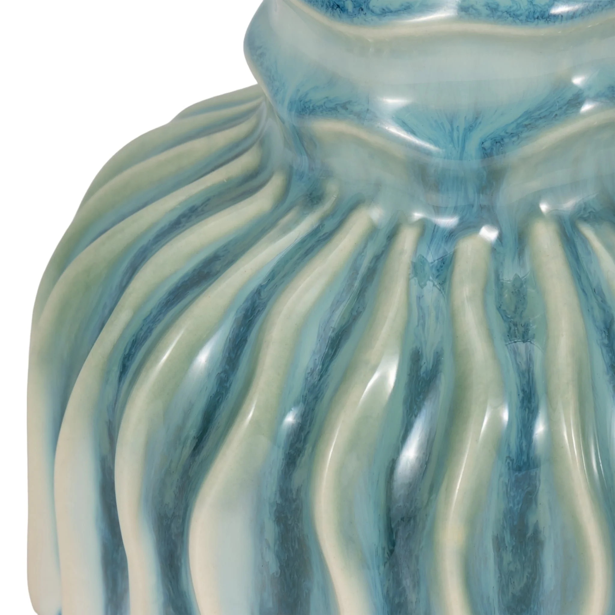 9" Coastal Ribbed Bud Vase Reactive Finish, Blue - Image 5