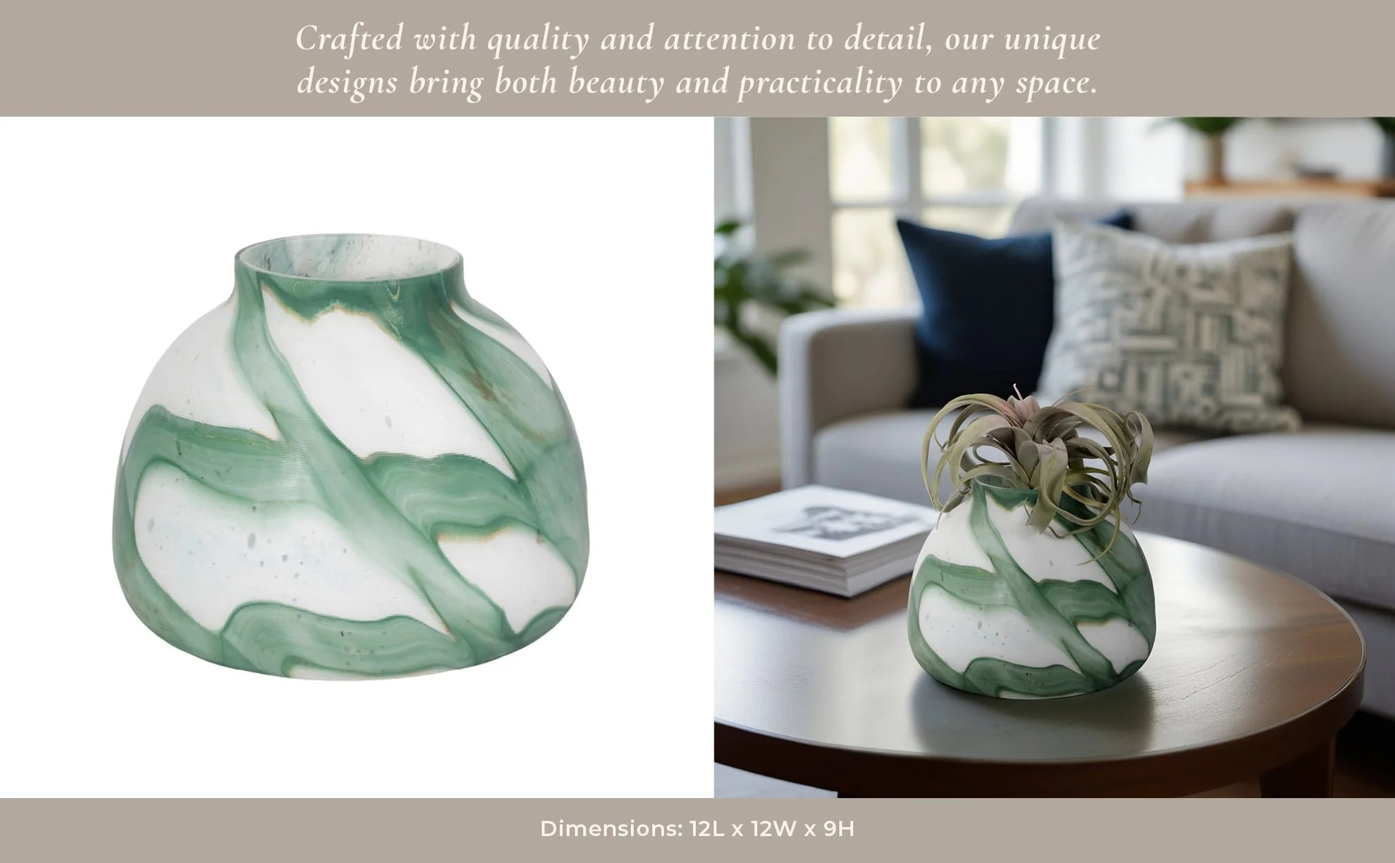 9" Ebb & Flow Vase, Green/clear - Image 11