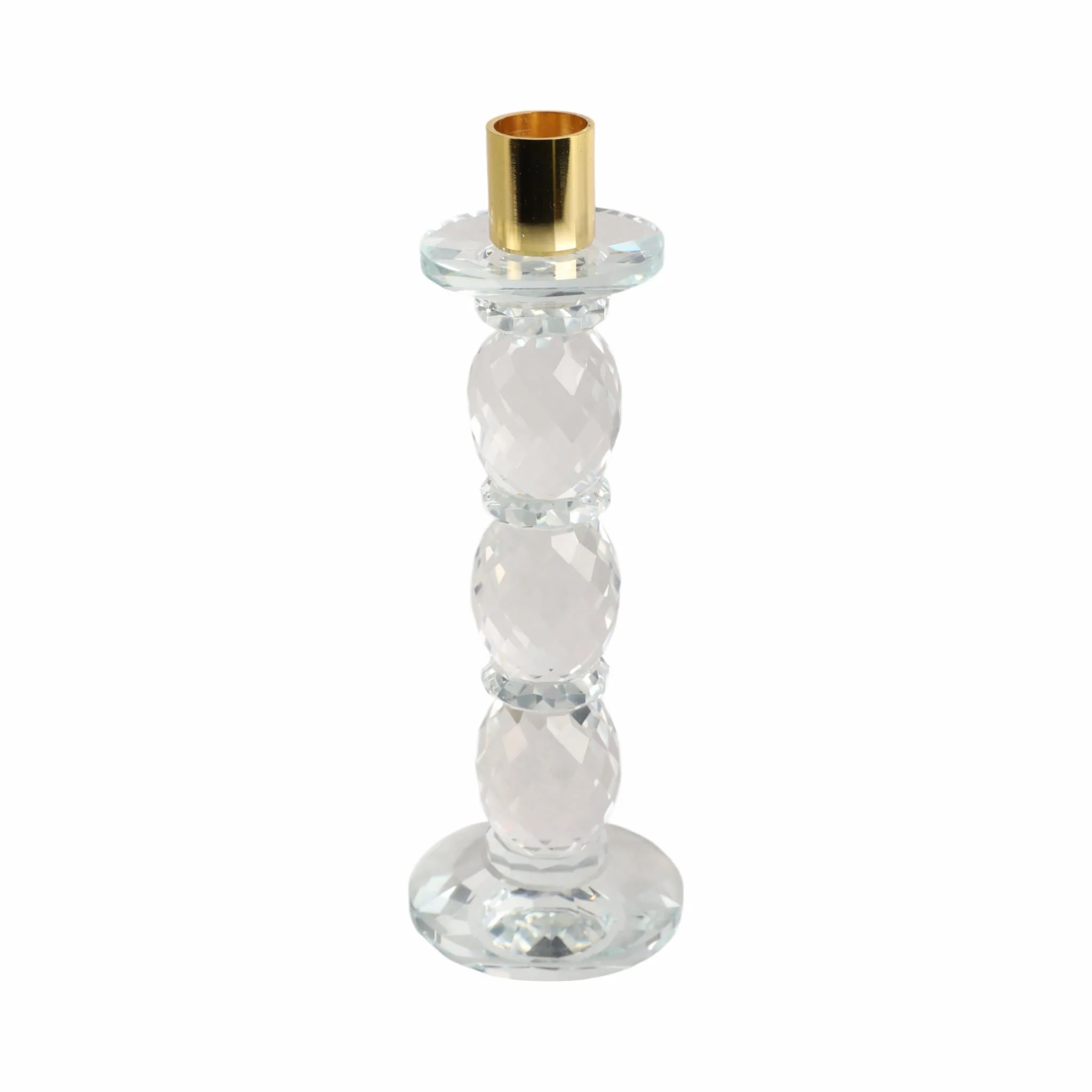 9" Etched Crystal Taper Holder, Clear/gold - Image 3
