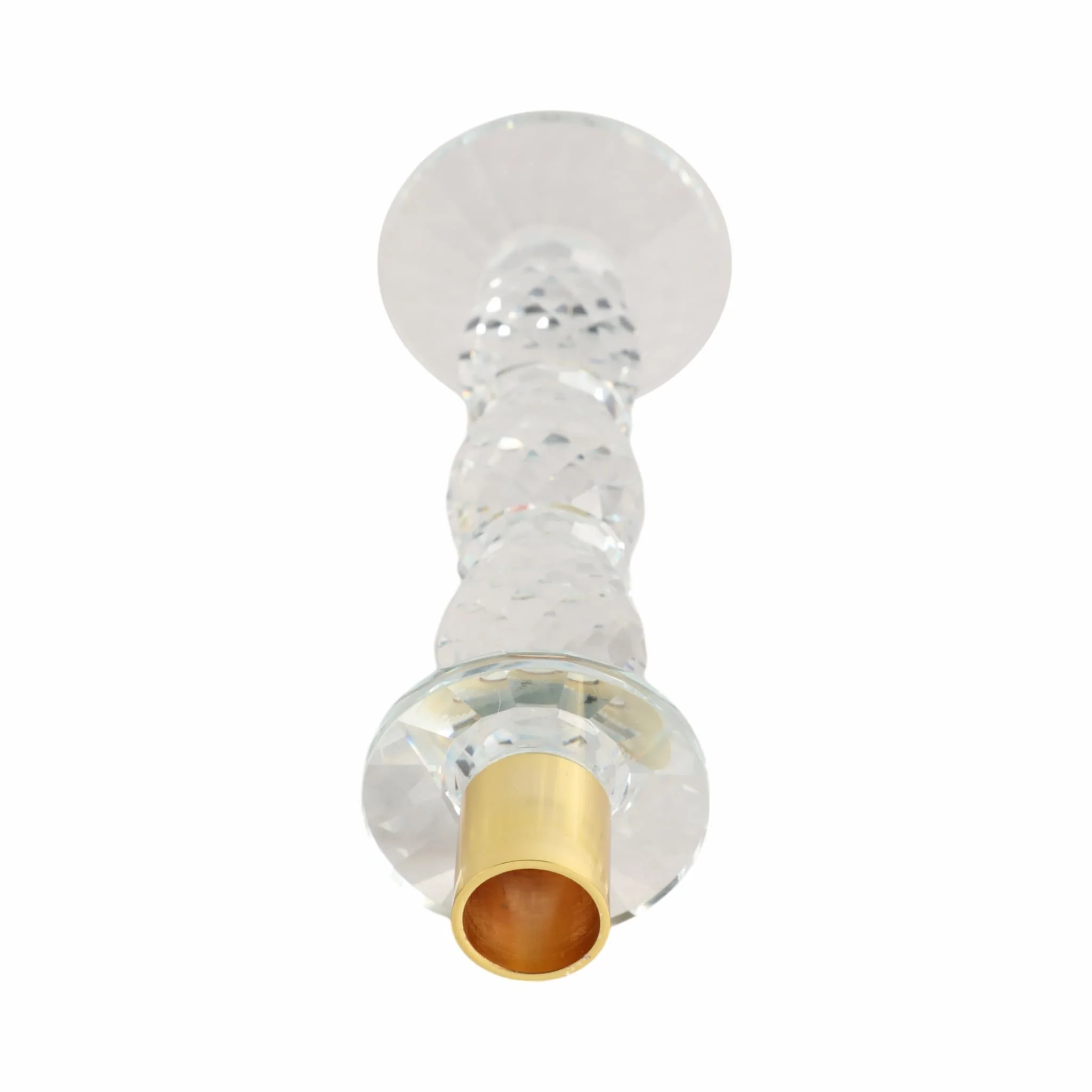 9" Etched Crystal Taper Holder, Clear/gold - Image 5