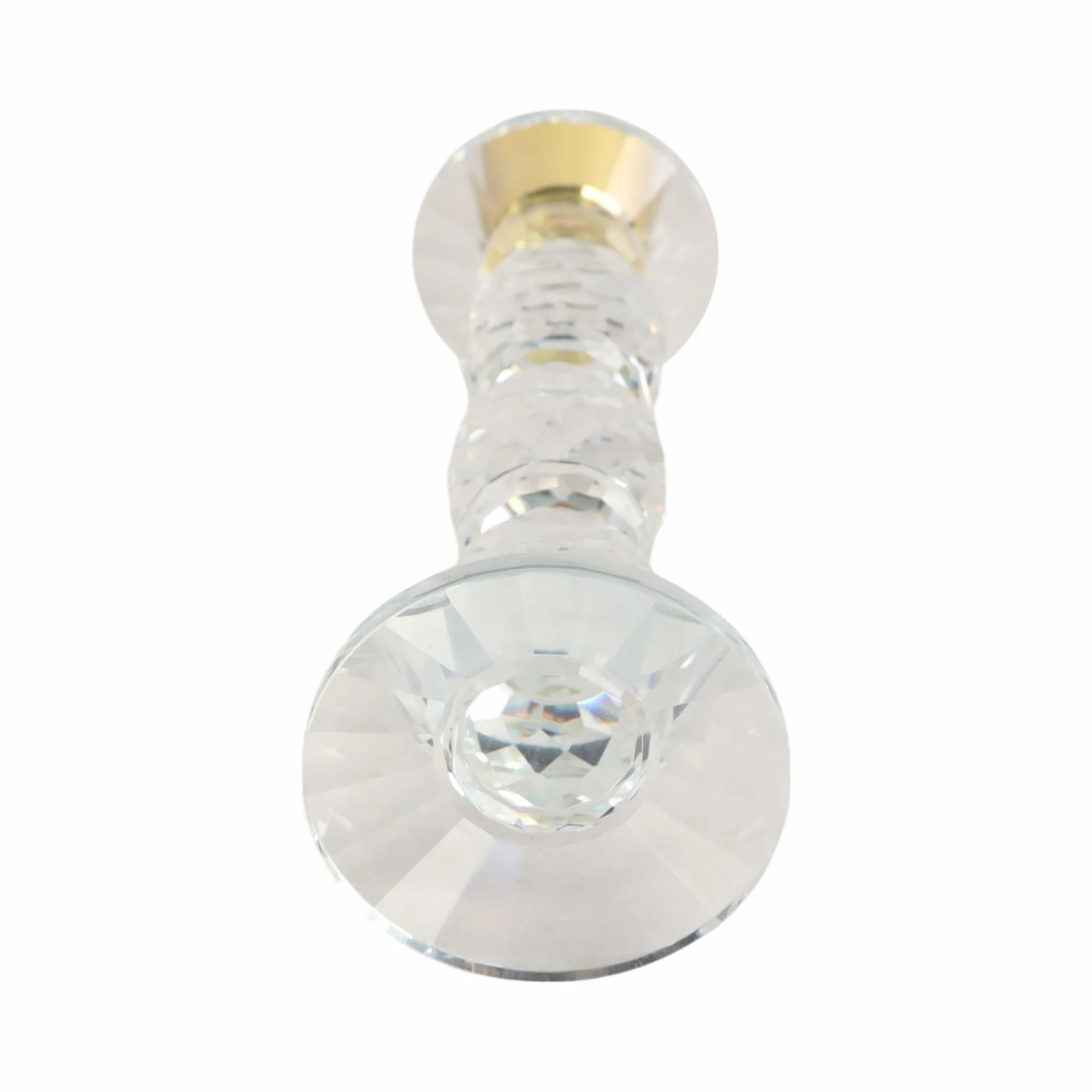 9" Etched Crystal Taper Holder, Clear/gold - Image 6
