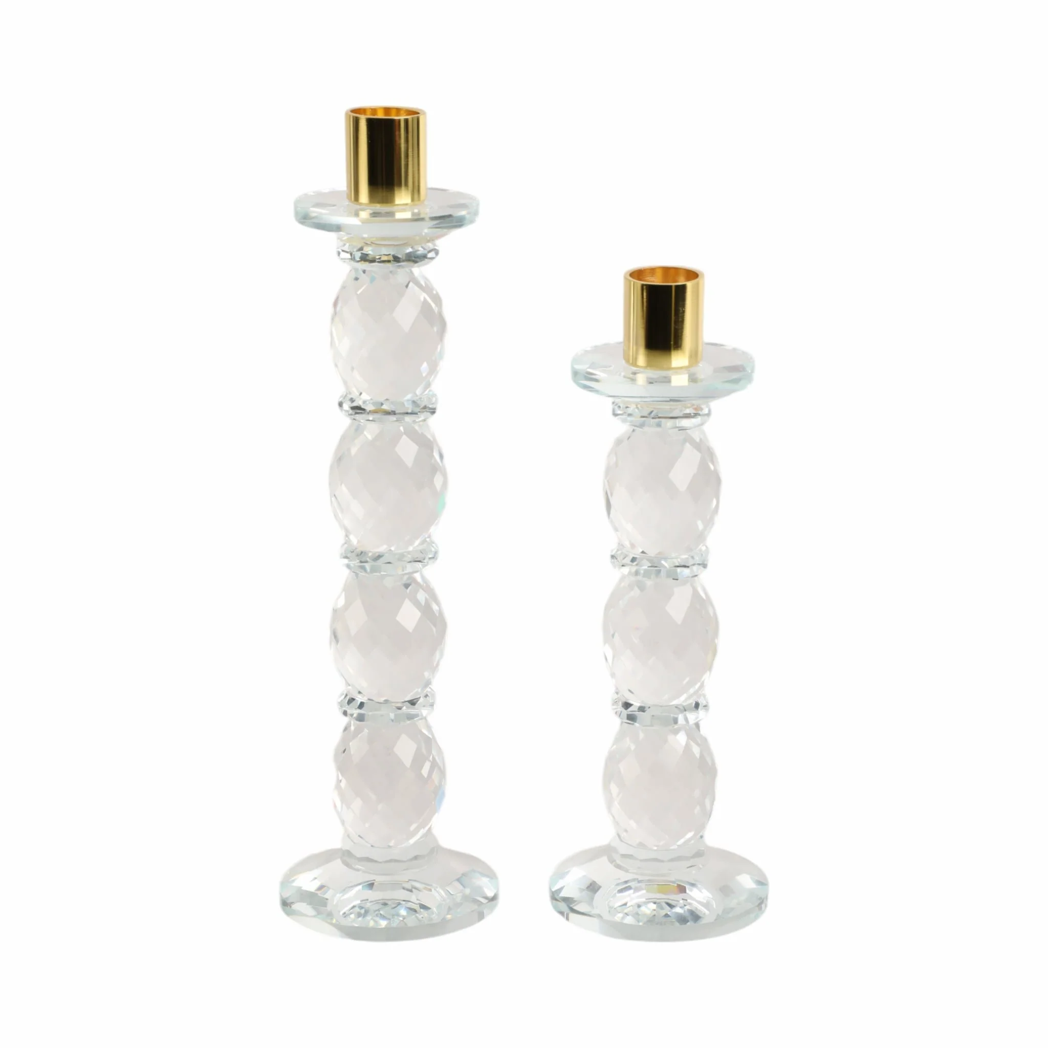 9" Etched Crystal Taper Holder, Clear/gold - Image 7