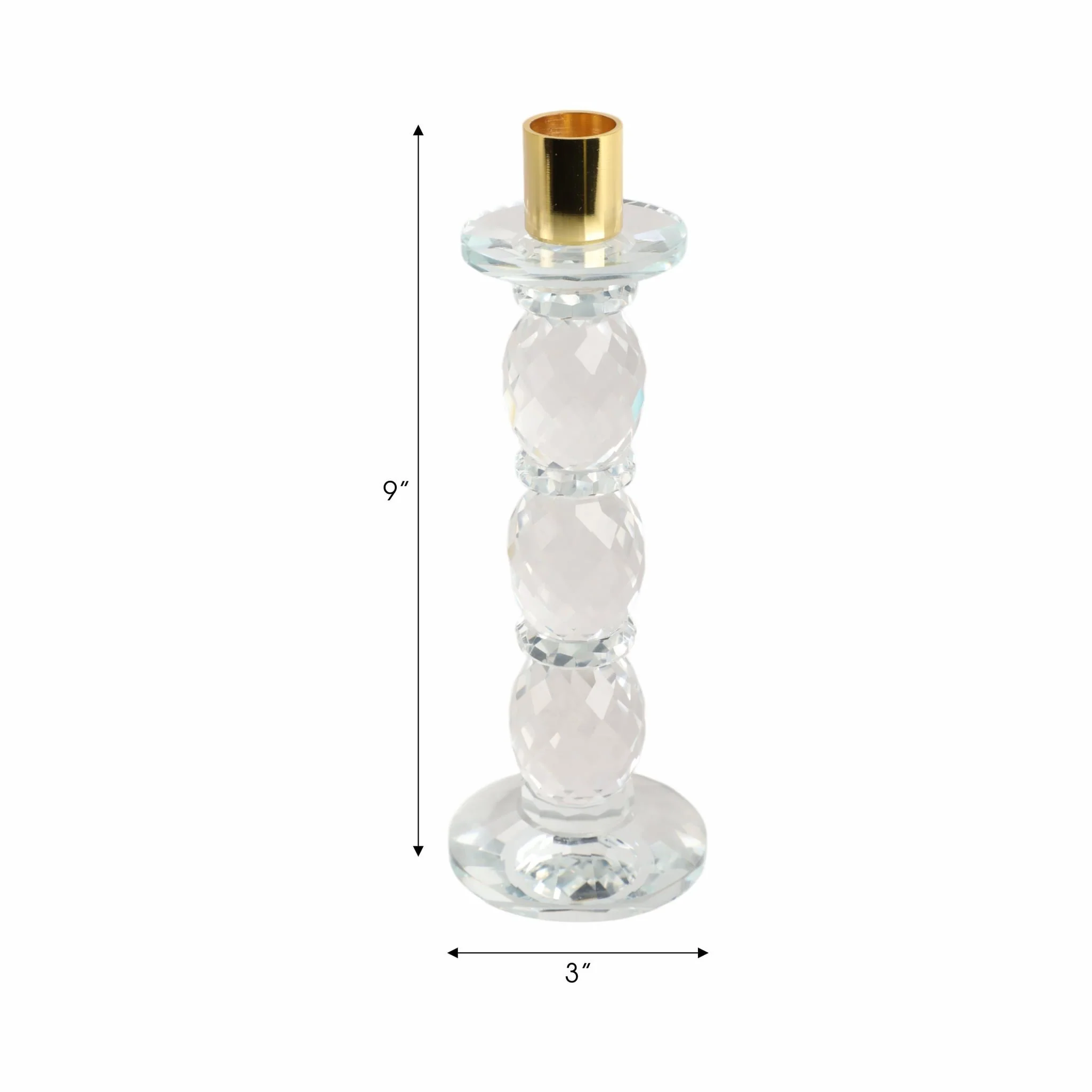 9" Etched Crystal Taper Holder, Clear/gold - Image 8
