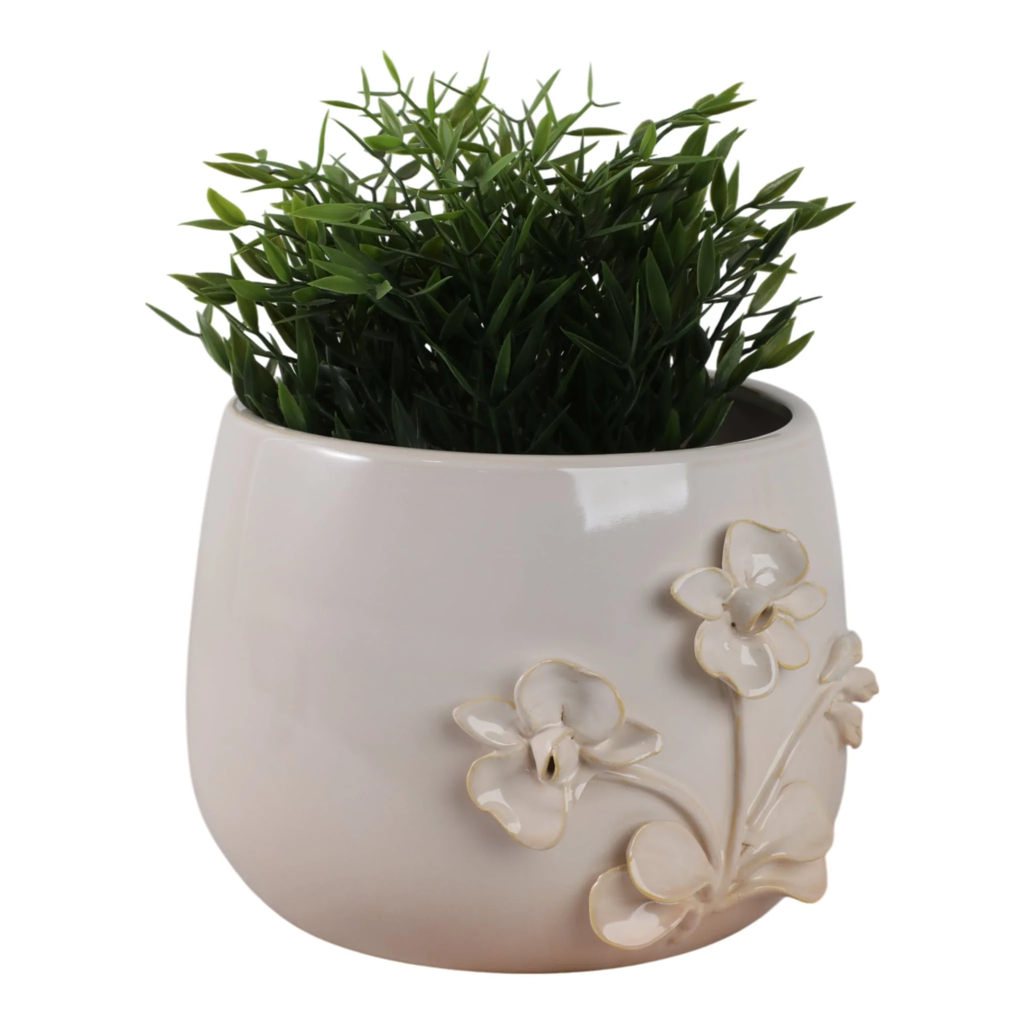9" Flower Applique Planter, Ivory - Image 2
