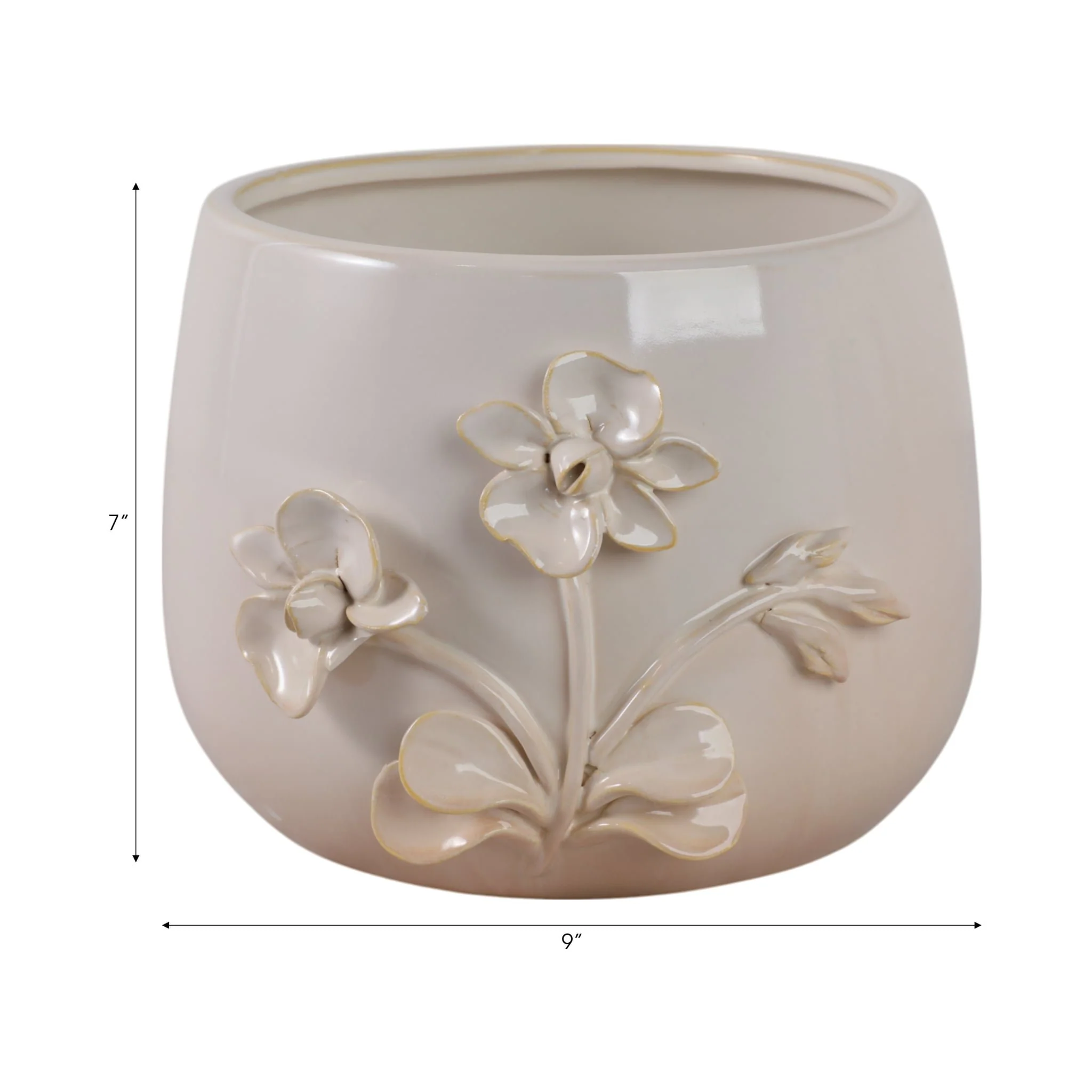 9" Flower Applique Planter, Ivory - Image 9