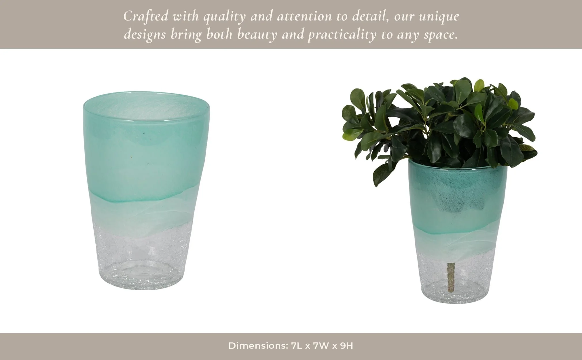 9" Fluted Glass Vase, Aqua Haze - Image 13