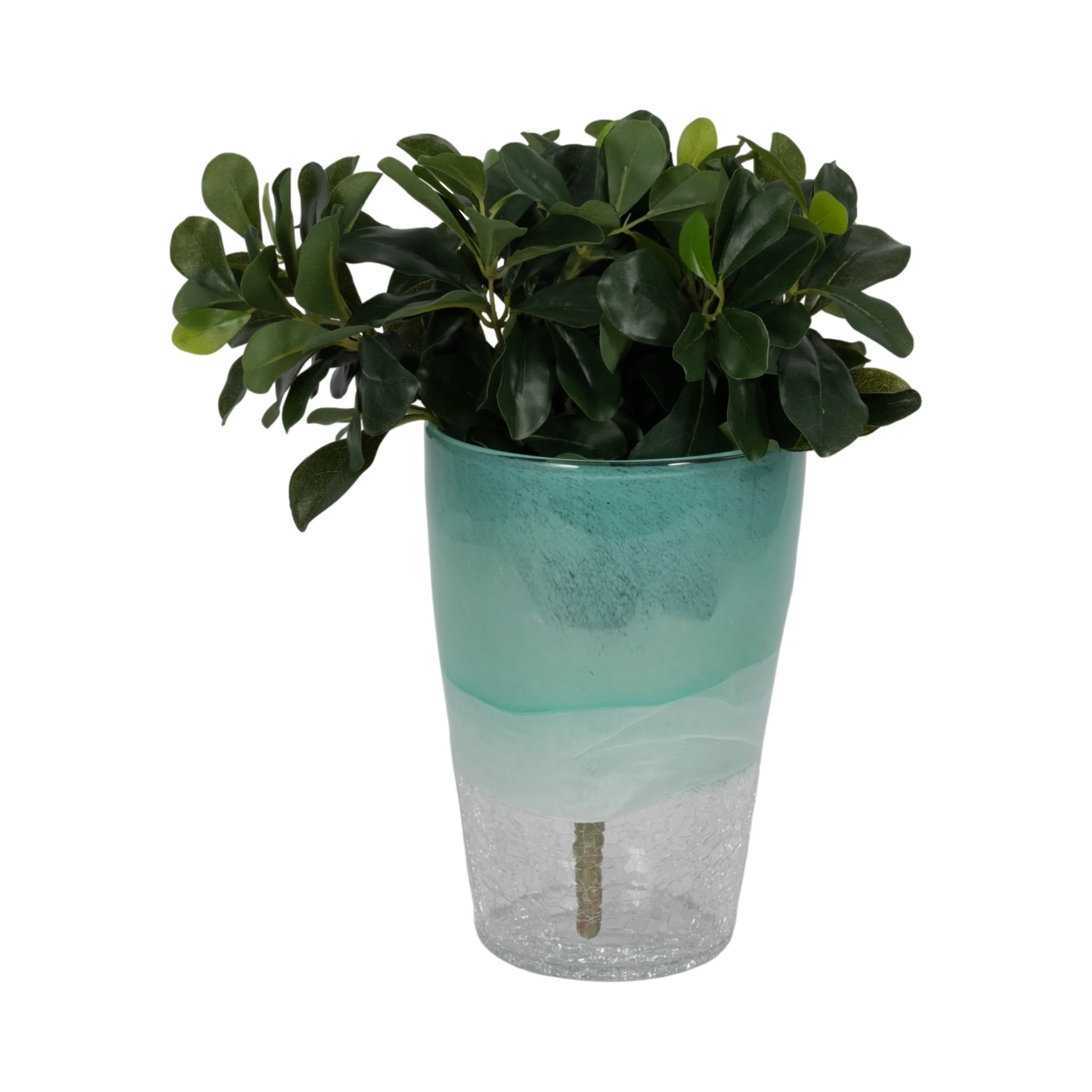 9" Fluted Glass Vase, Aqua Haze - Image 2
