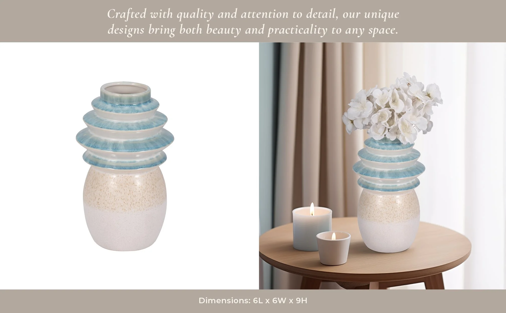 9" Fluted Top Vase Reactive Finish, Multi - Image 12