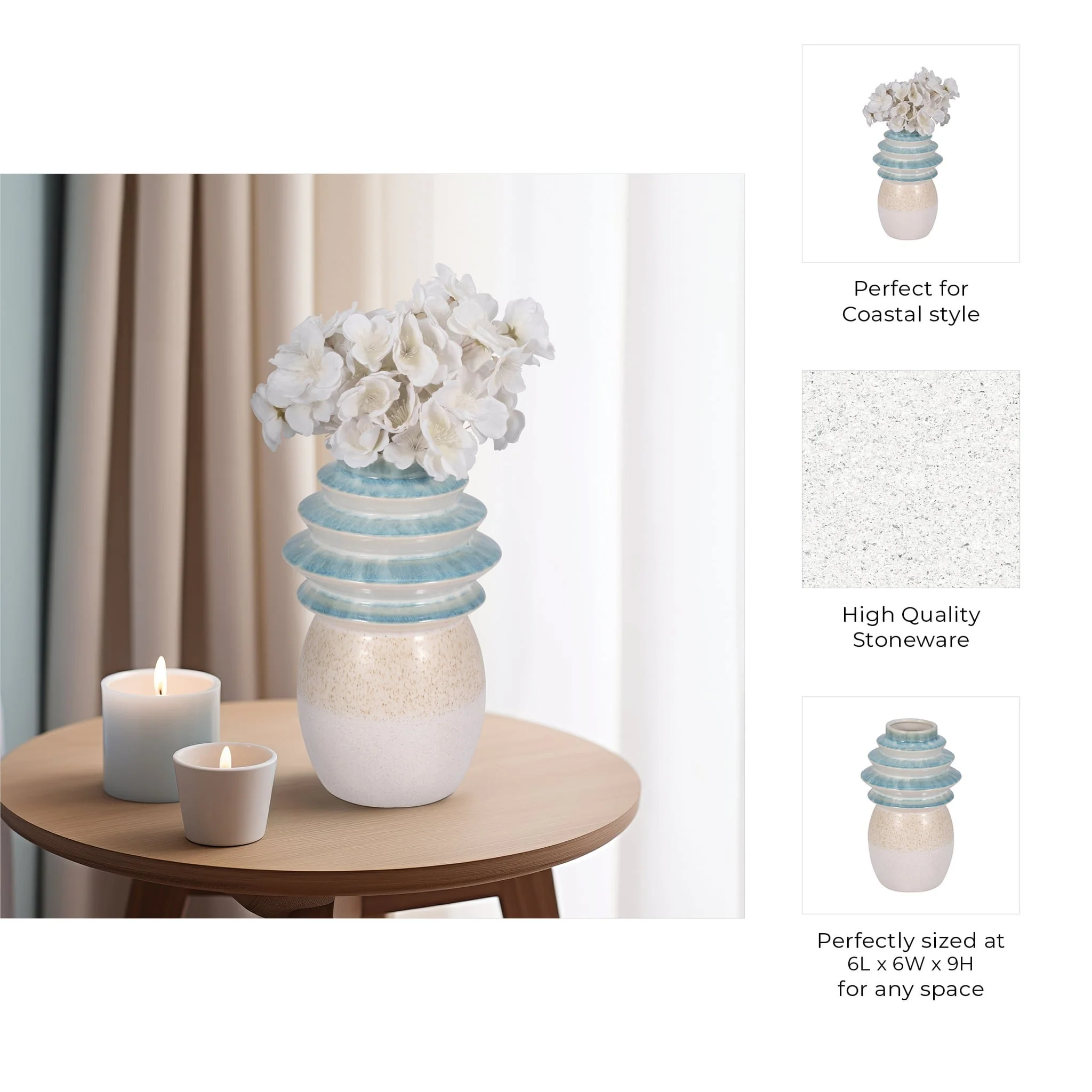 9" Fluted Top Vase Reactive Finish, Multi - Image 9