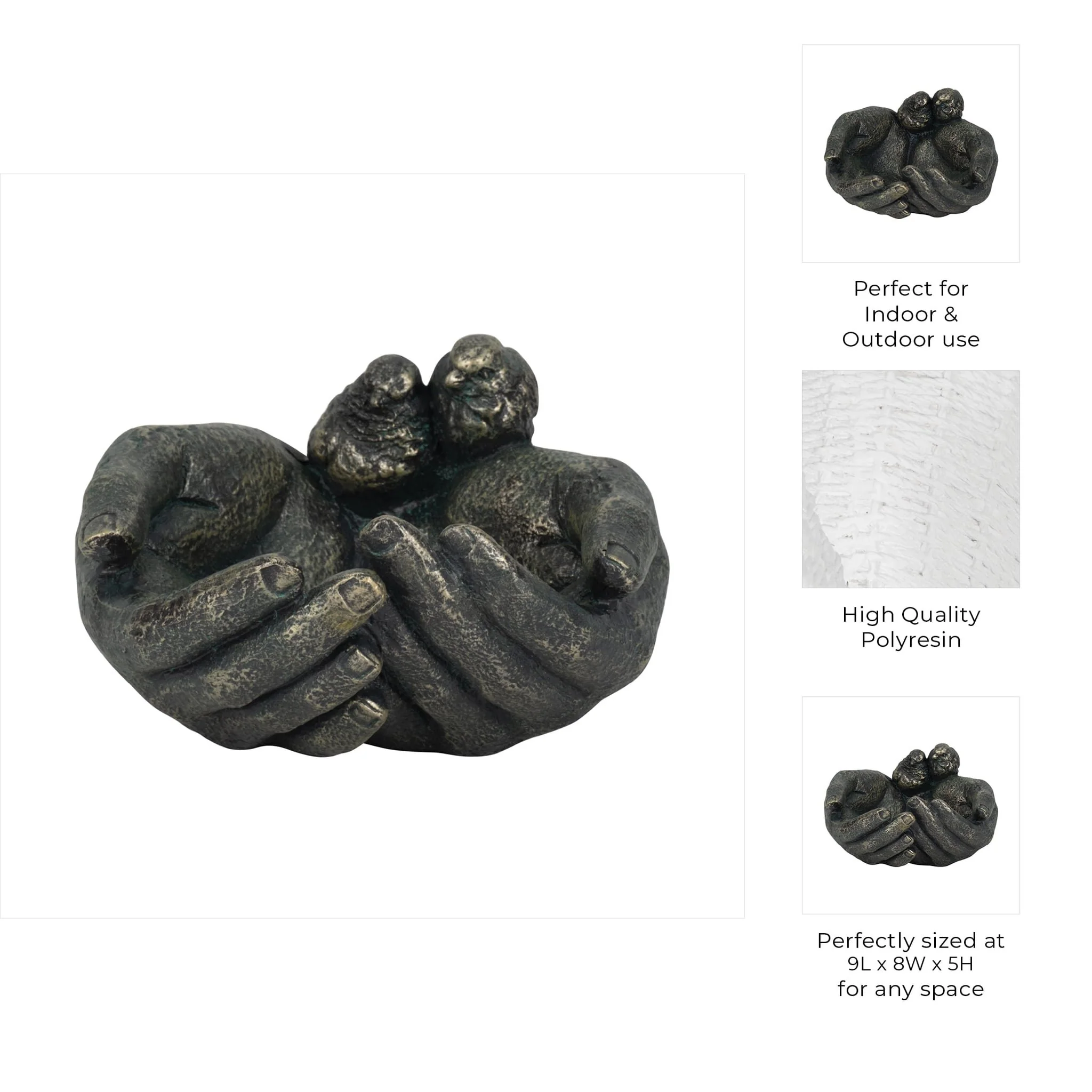 9" Giving Hands Birdfeeder, Bronze - Image 10