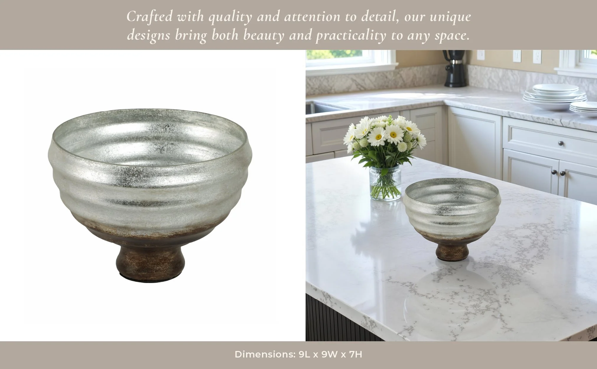 9" Glass Pedestal Bowl Ombre Finish, Multi - Image 11