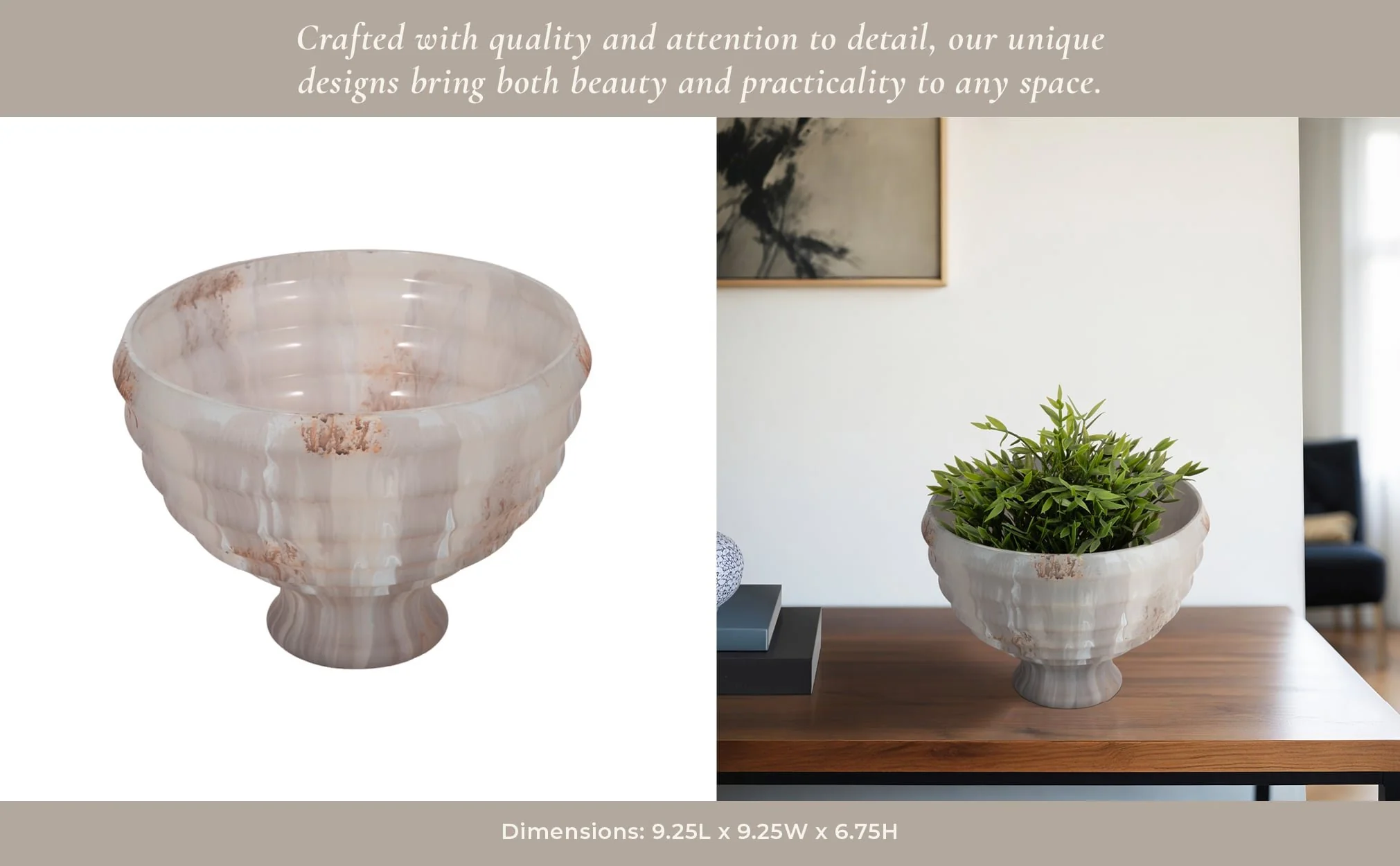 9" Glass Pedestal Bowl Opal Finish, Ivory Multi - Image 11