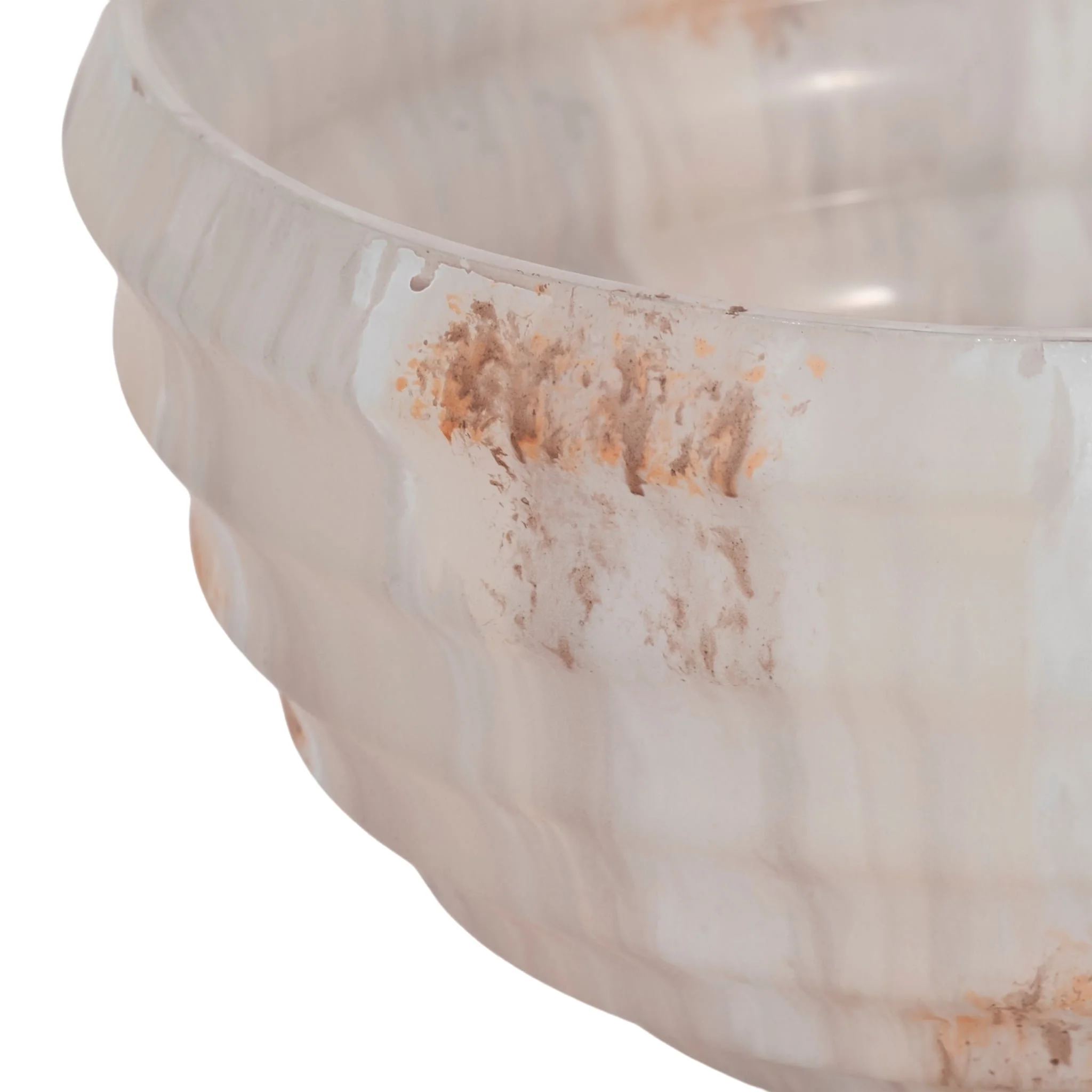 9" Glass Pedestal Bowl Opal Finish, Ivory Multi - Image 4