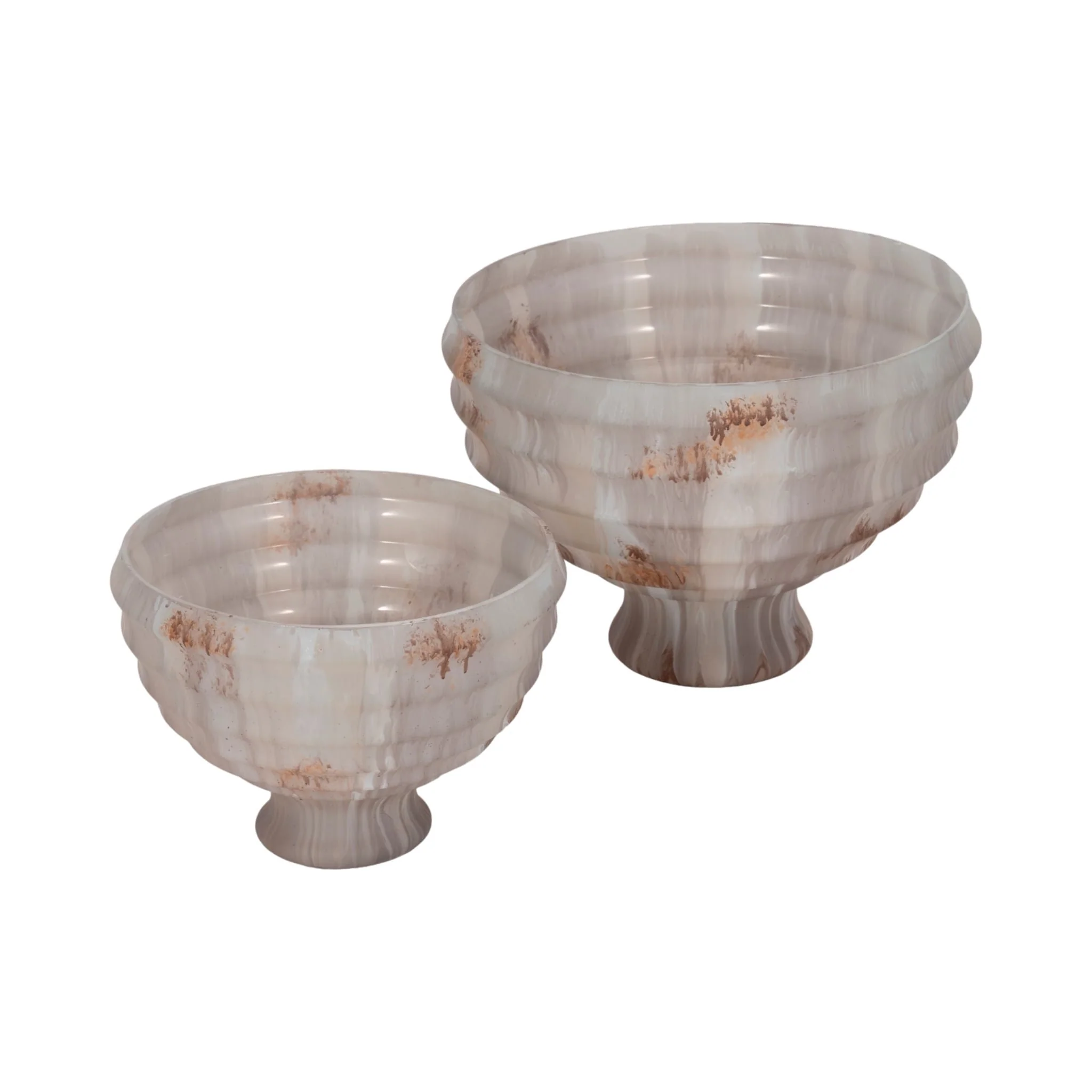 9" Glass Pedestal Bowl Opal Finish, Ivory Multi - Image 7