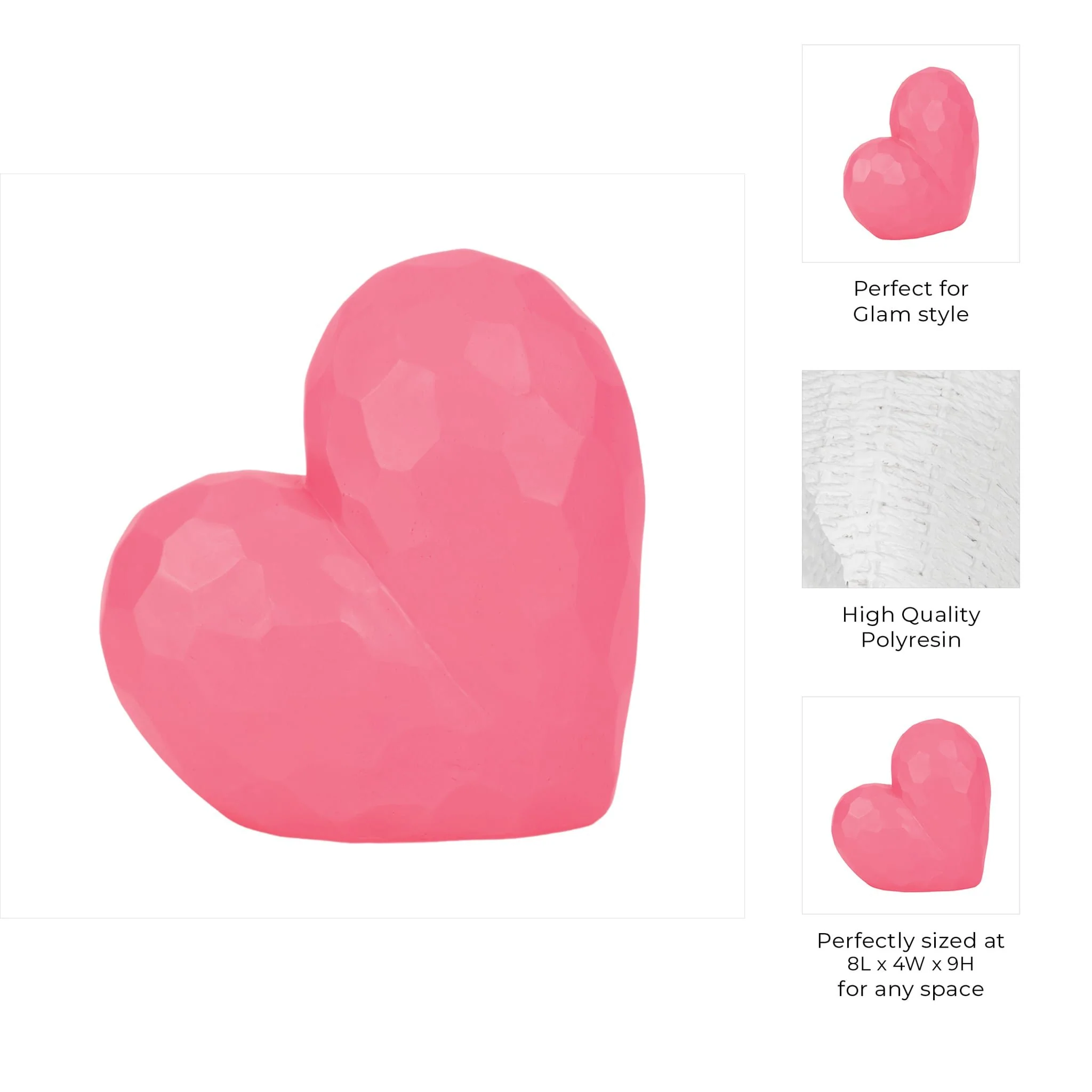 9" Heart Decor, Pink - Image 9