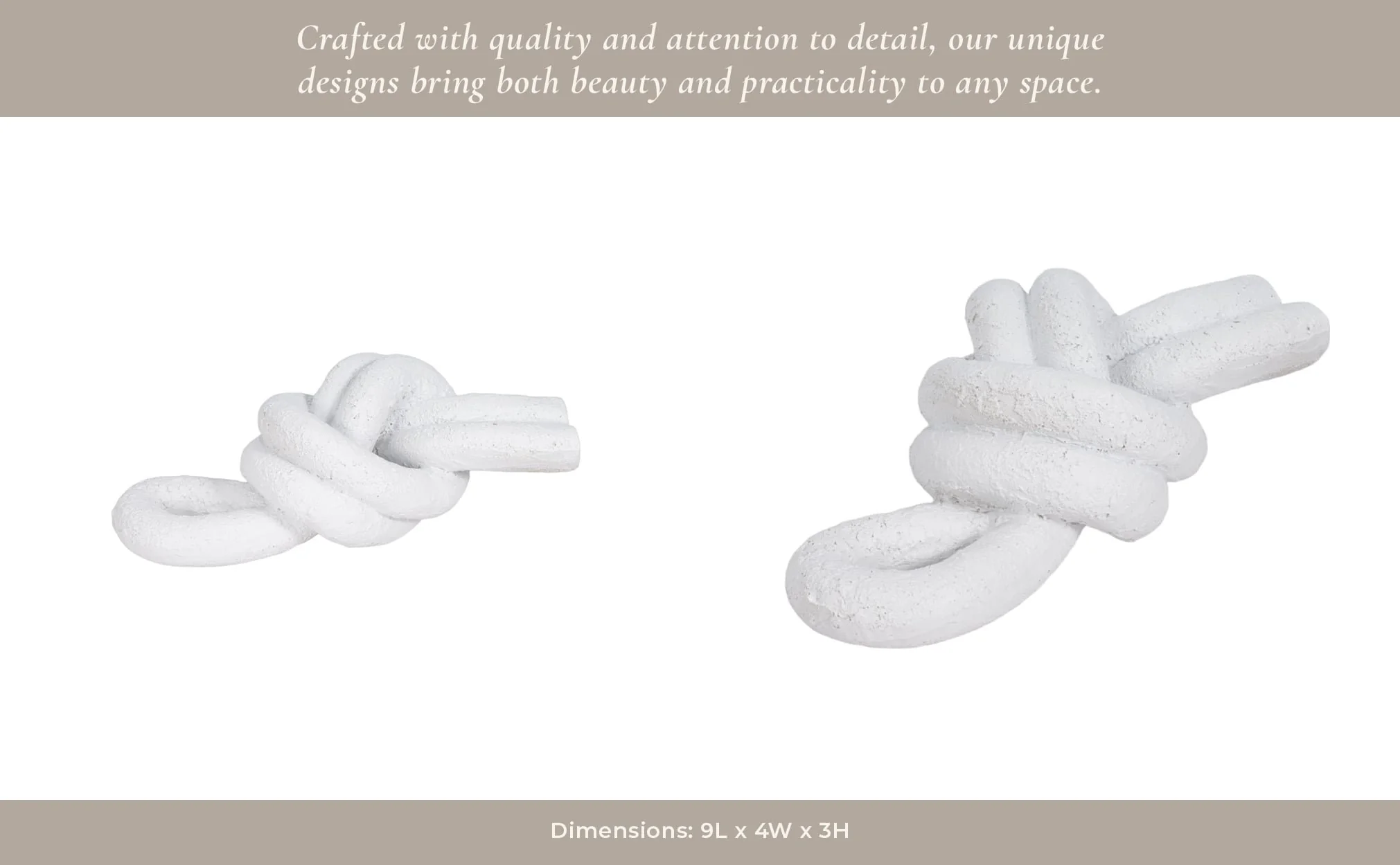 9" Loop Knot Object, White - Image 11
